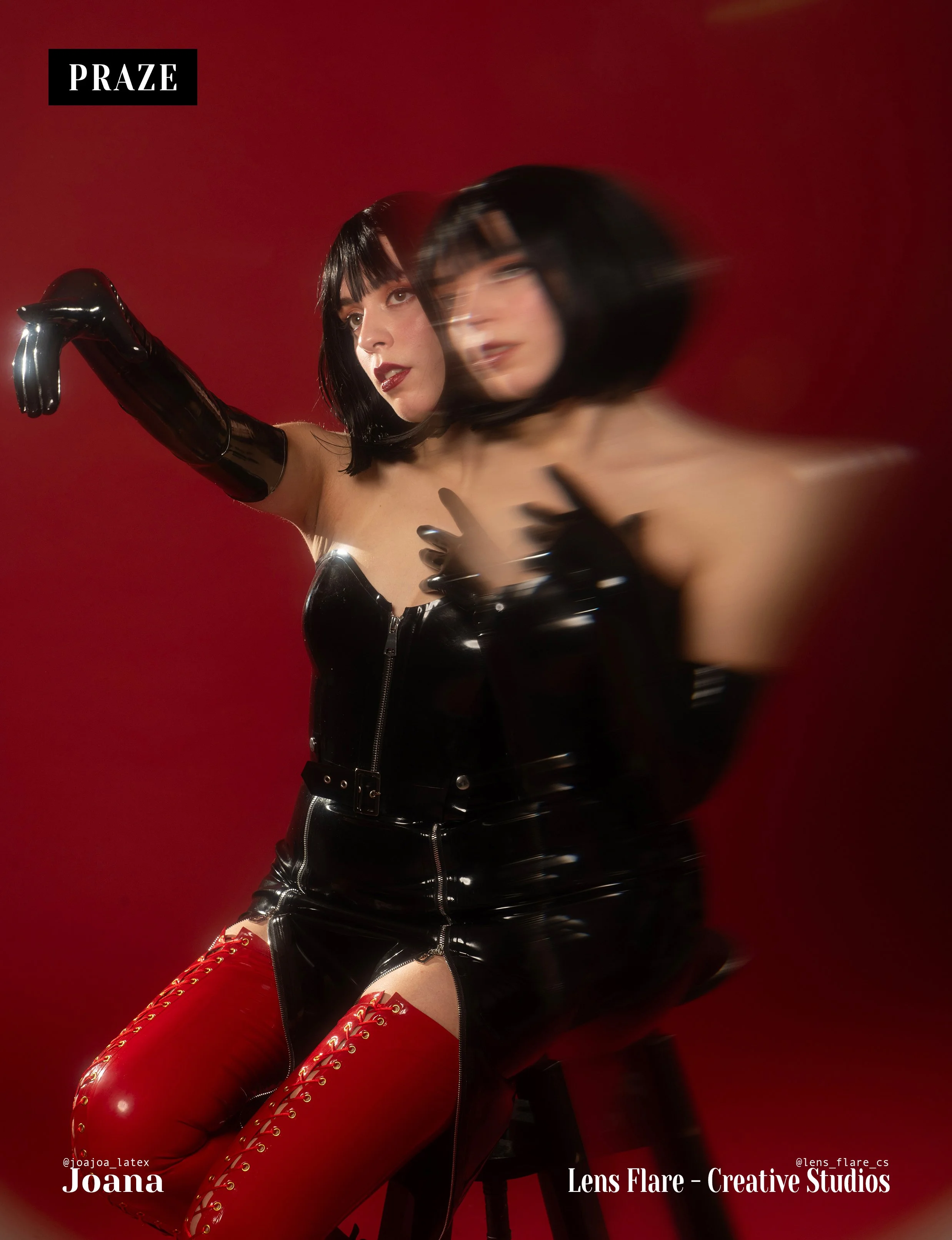 Editorial de Moda com a modelo e designer  Joajoa Latex e com roupa pela designer de latex Joajoa Latex