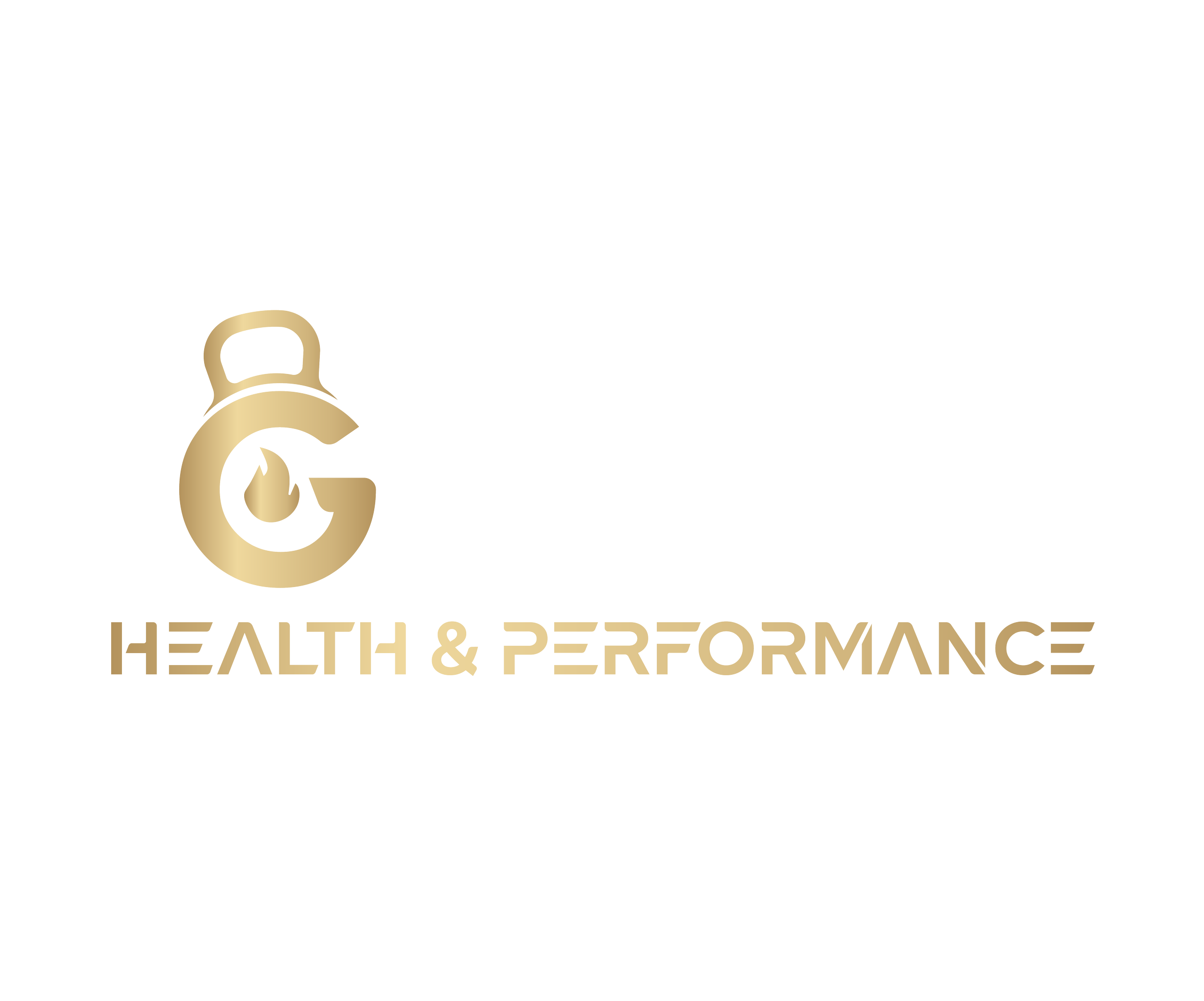Logo for 'Iron G', featuring a stylized kettlebell, with text 'HEALTH & PERFORMANCE' underneath.
