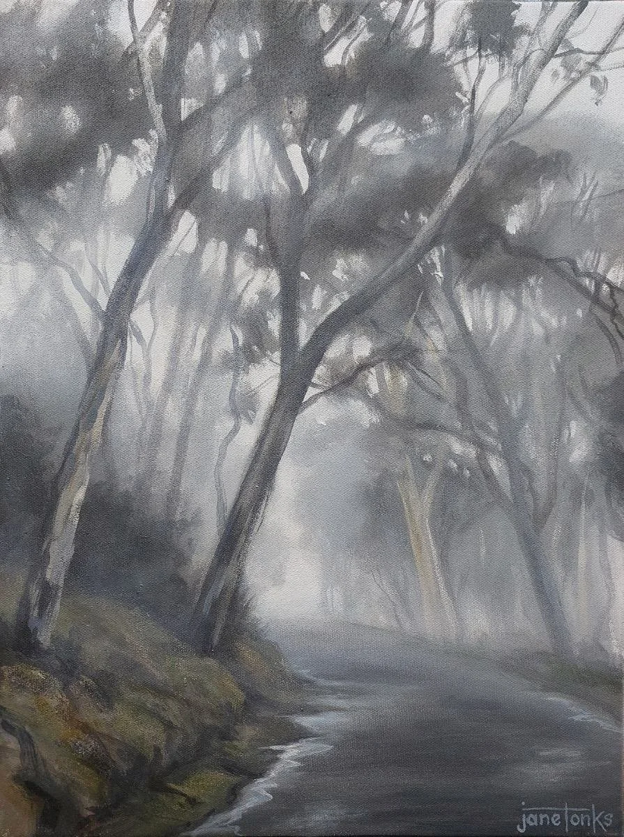 "Misty Road and Ghostly Gums" by Jane Tonks