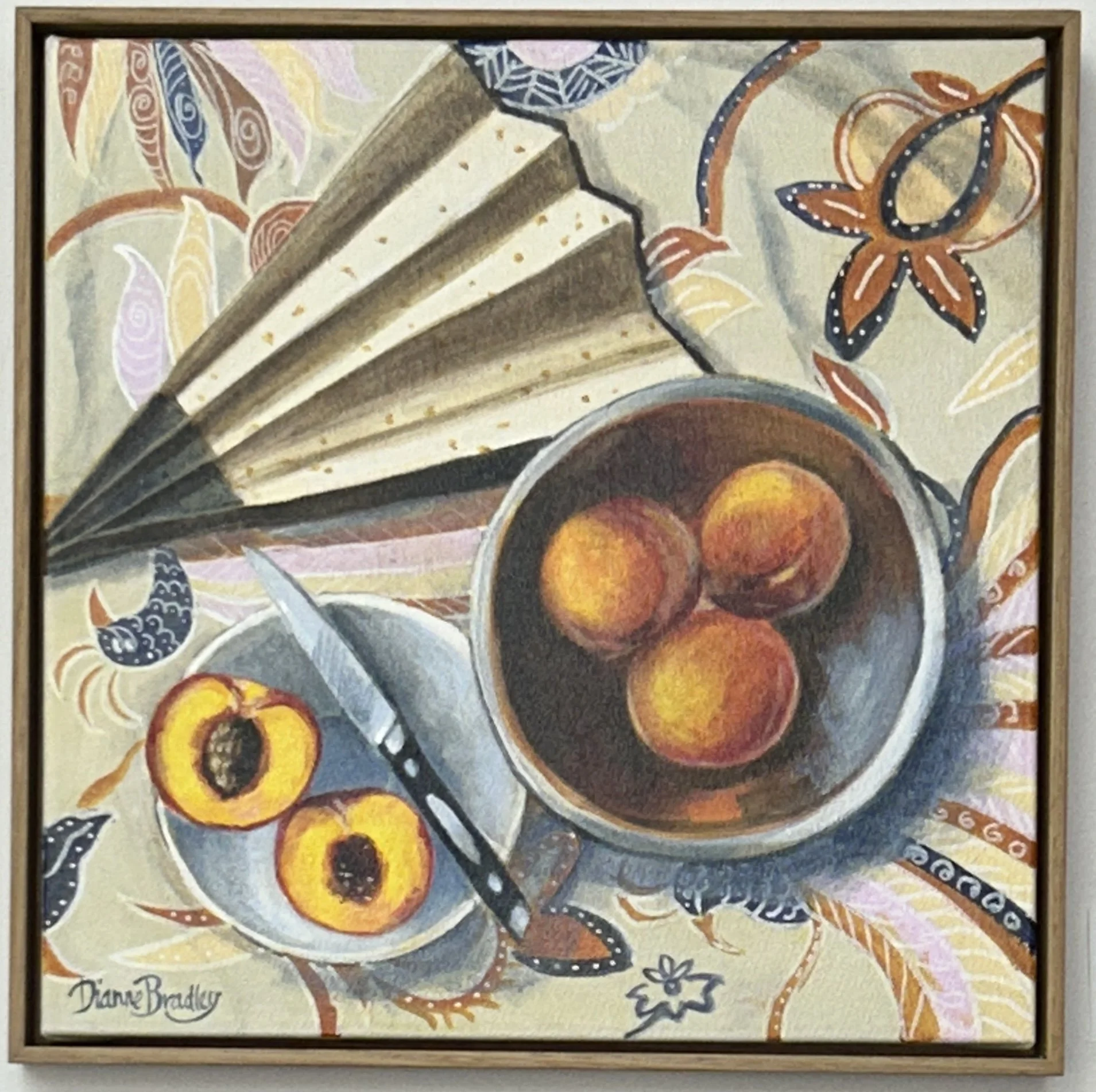 "Oriental fan with Peaches" by Dianne Bradley