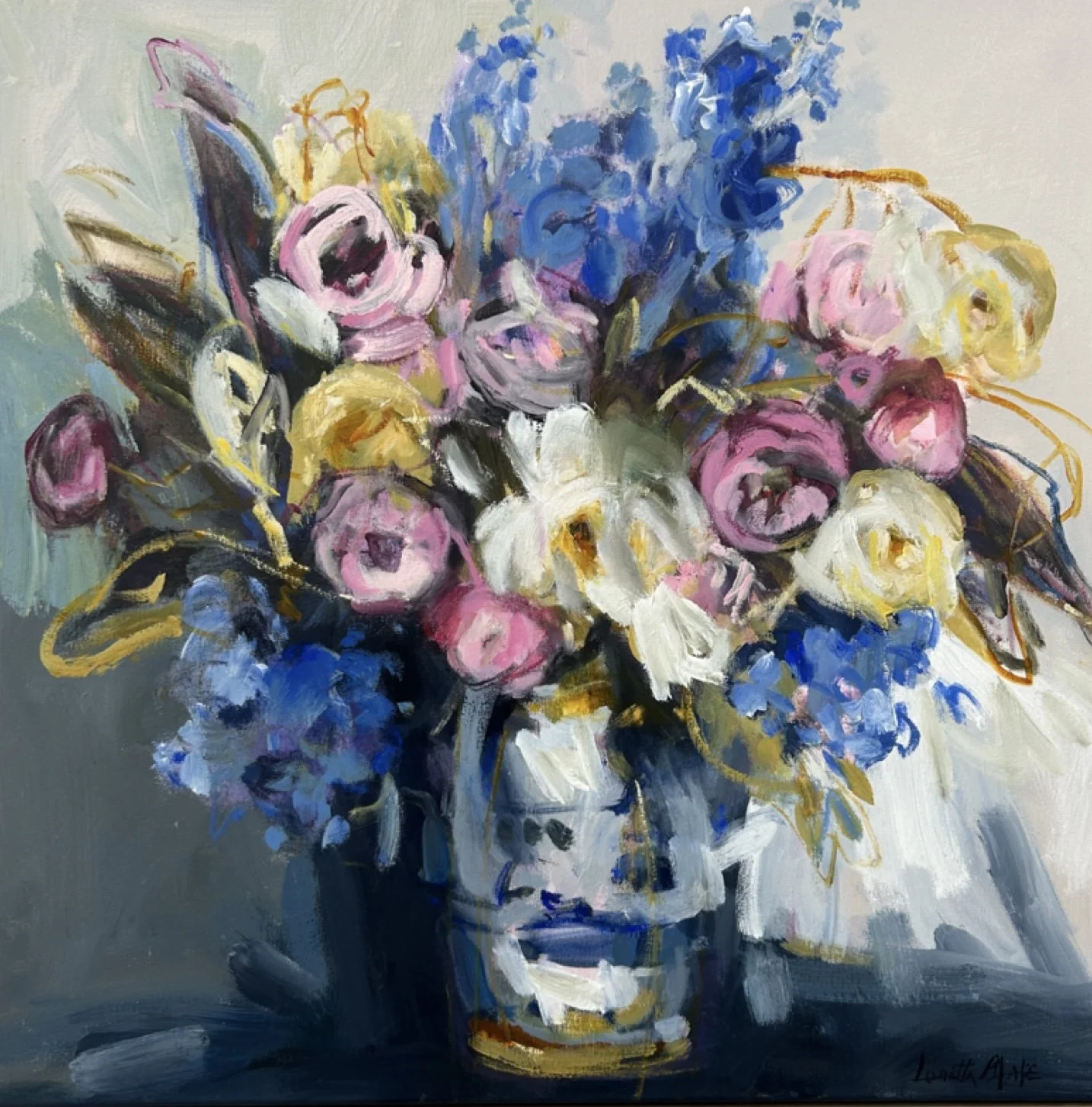 "Floral with Blue" by Loretta Blake