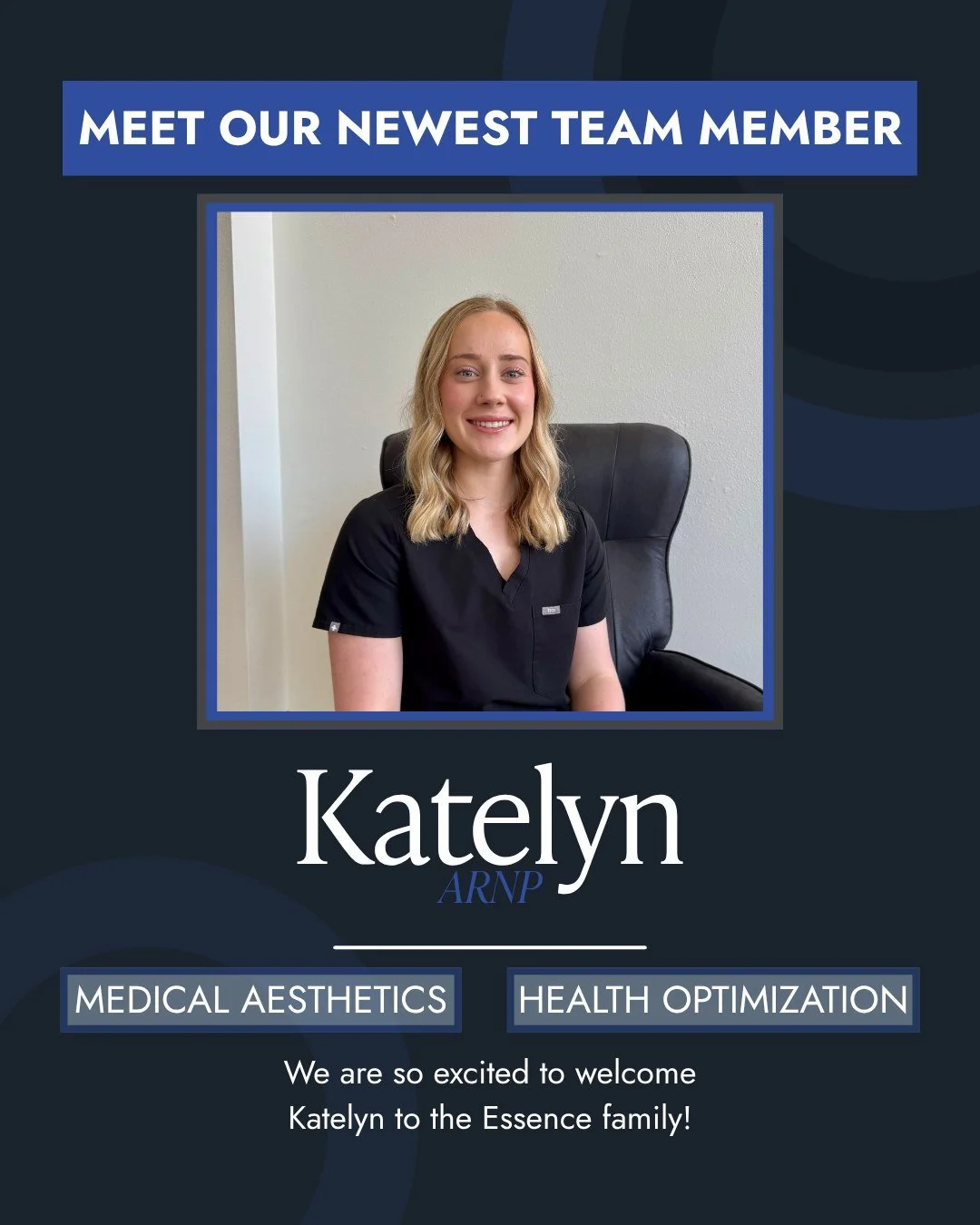 We're so excited to introduce the newest member of the Essence team &mdash; Katelyn, ARNP! 🎉 

Katelyn is a board-certified Nurse Practitioner with a deep passion for aesthetics, wellness, and helping patients feel confident in their own skin. She b