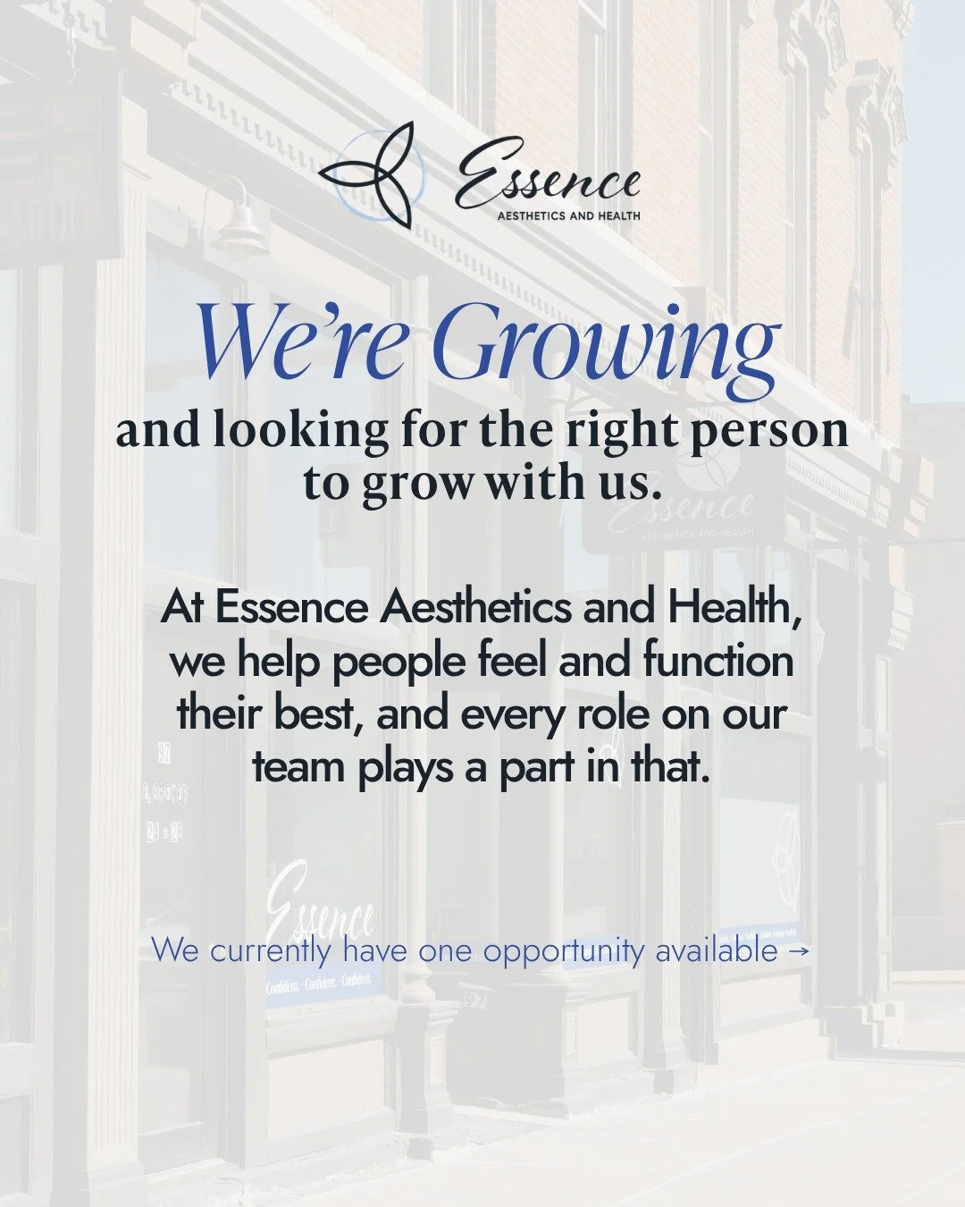 We&rsquo;re growing, and we&rsquo;re intentionally building a team that reflects the level of care, detail, and experience every patient deserves.

We&rsquo;re looking for someone who cares about how people feel when they walk in. 

Full-Time Clinic 
