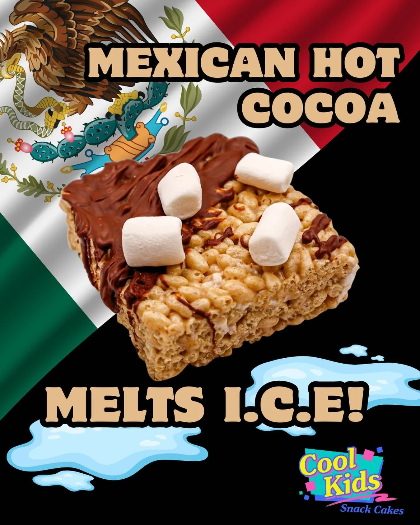 NEW LIMITED EDITION FLAVOR COMIN&rsquo; IN HOT! LITERALLY! &ldquo;Mexican Hot Cocoa Melts I.C.E!&rdquo; is a classic Counter Crispy with cinnamon, fair-trade chocolate, and a little KICK of chili. This bad boy is like a warm hug from your abuelita an