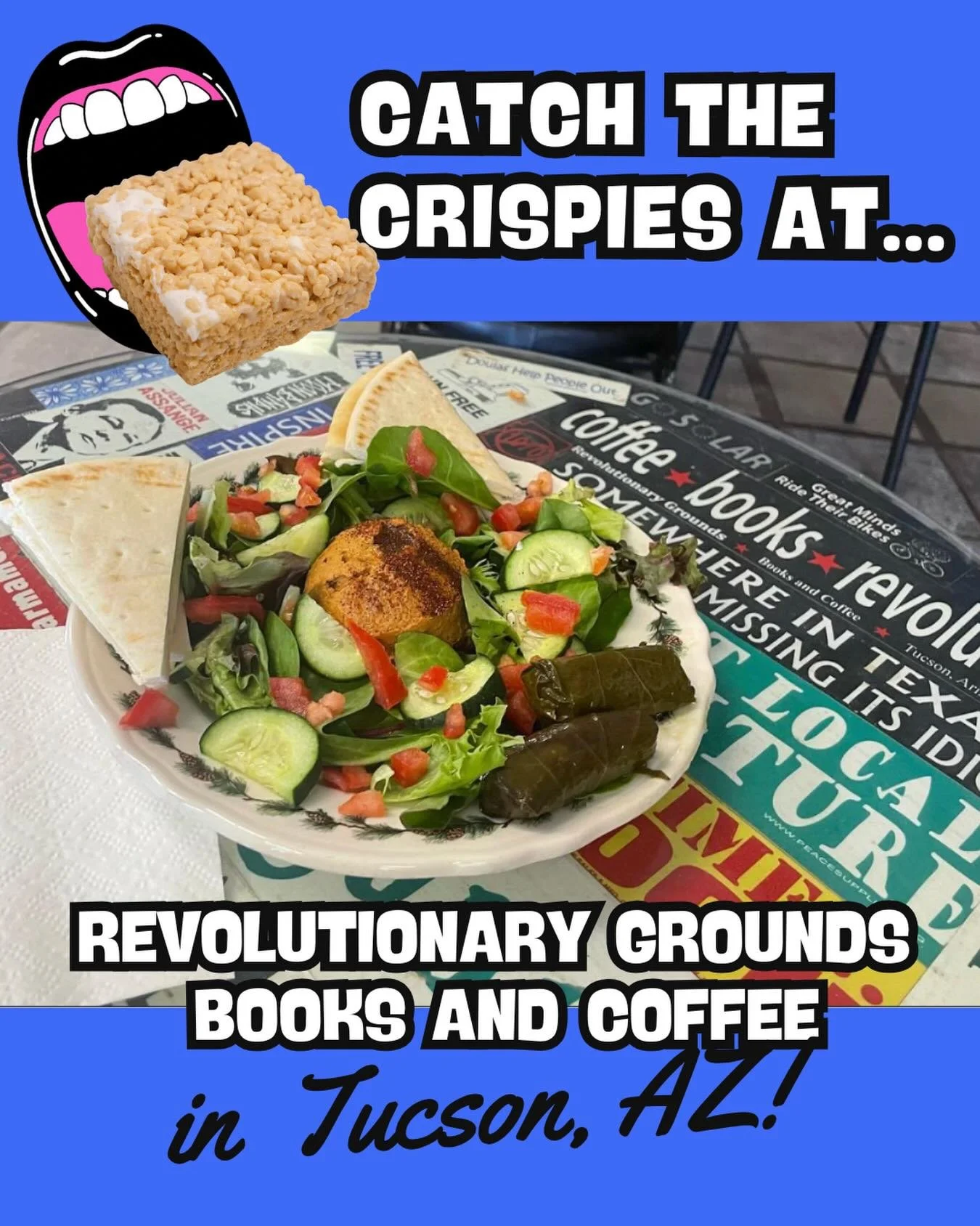 Get your crispy on at the one&hellip;the only&hellip; @revolutionarygroundsaz ! We love all our retailers a whole lot, but Revolutionary Grounds has an extra special place in our heart. Fair trade coffee? Check. Leftist literature. Check. Awesome veg