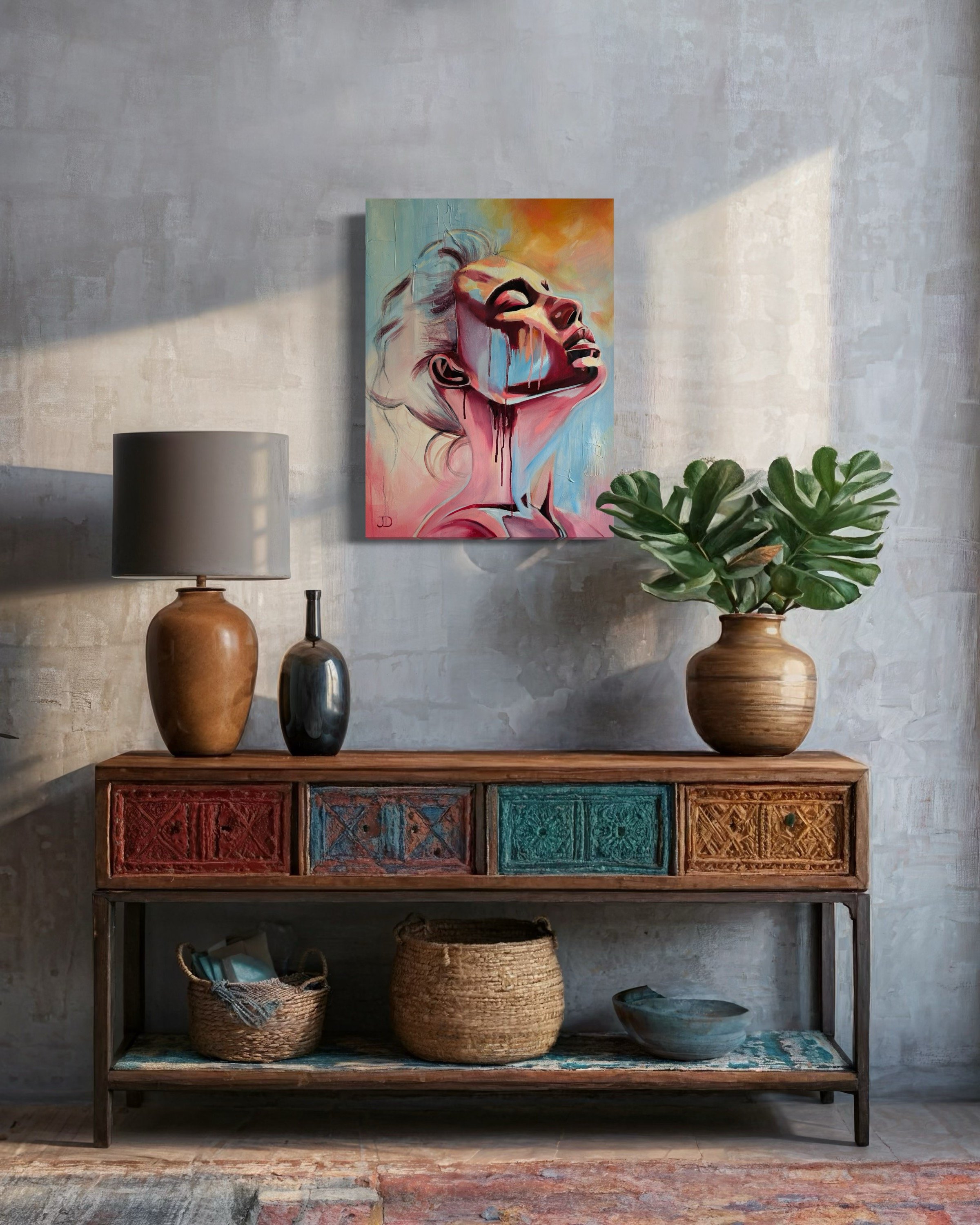 ‘Sunseeker’ Original Artwork in bohemian home