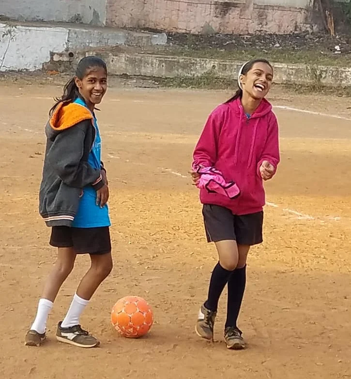 Two of the 80 girls in our Peer Sports Program.&nbsp; Moving from just surviving in the slums to thriving in society.&nbsp;