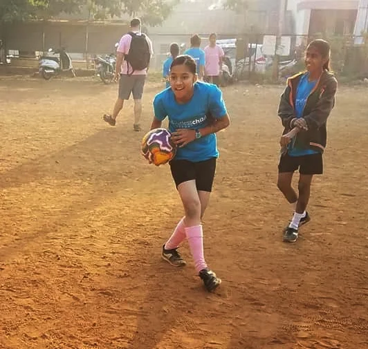 Two of the 80 girls in our Peer Sports Program.&nbsp; Moving from just surviving in the slums to thriving in society.&nbsp;