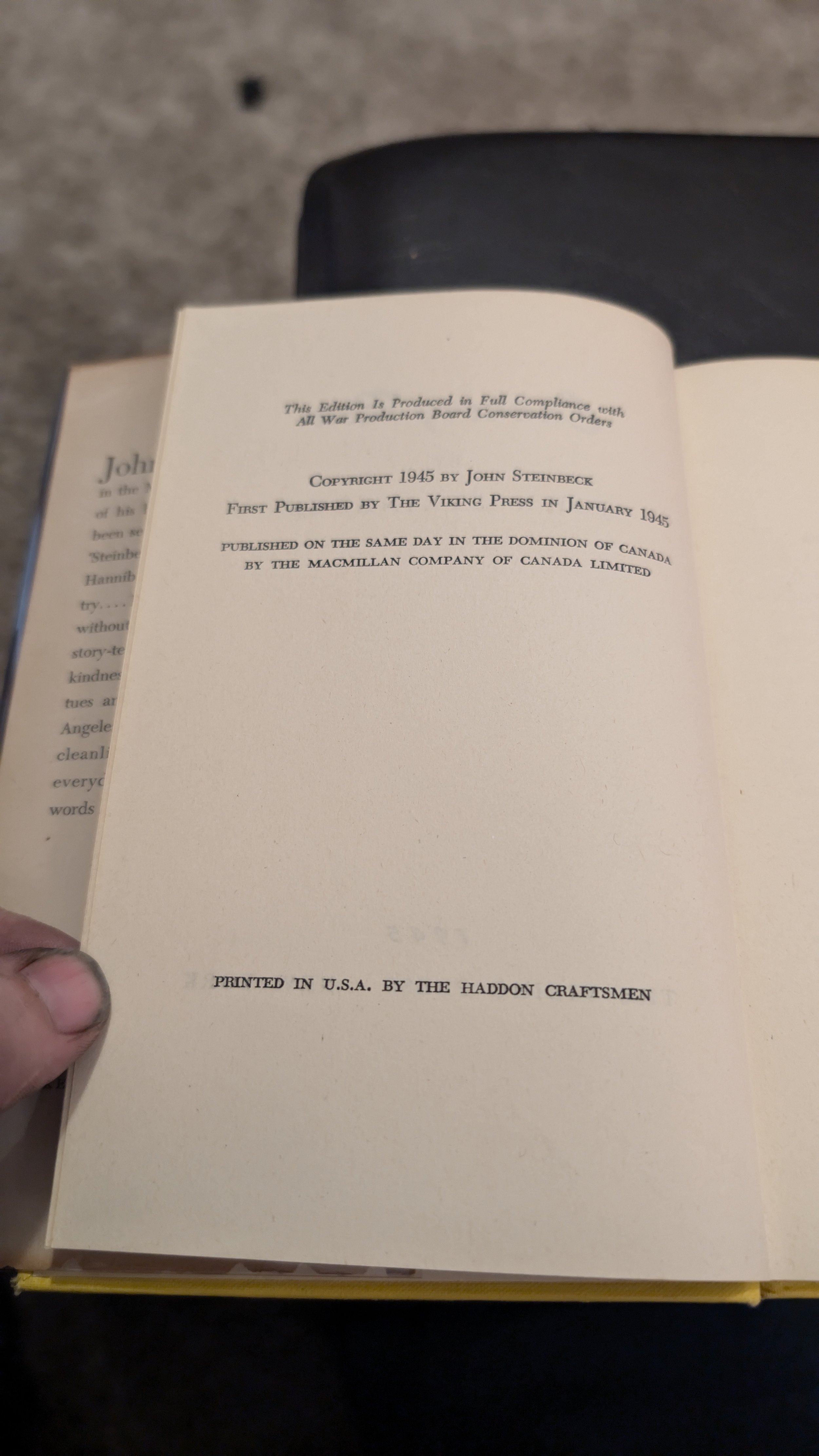 John Steinbeck's Cannery Row collectible book