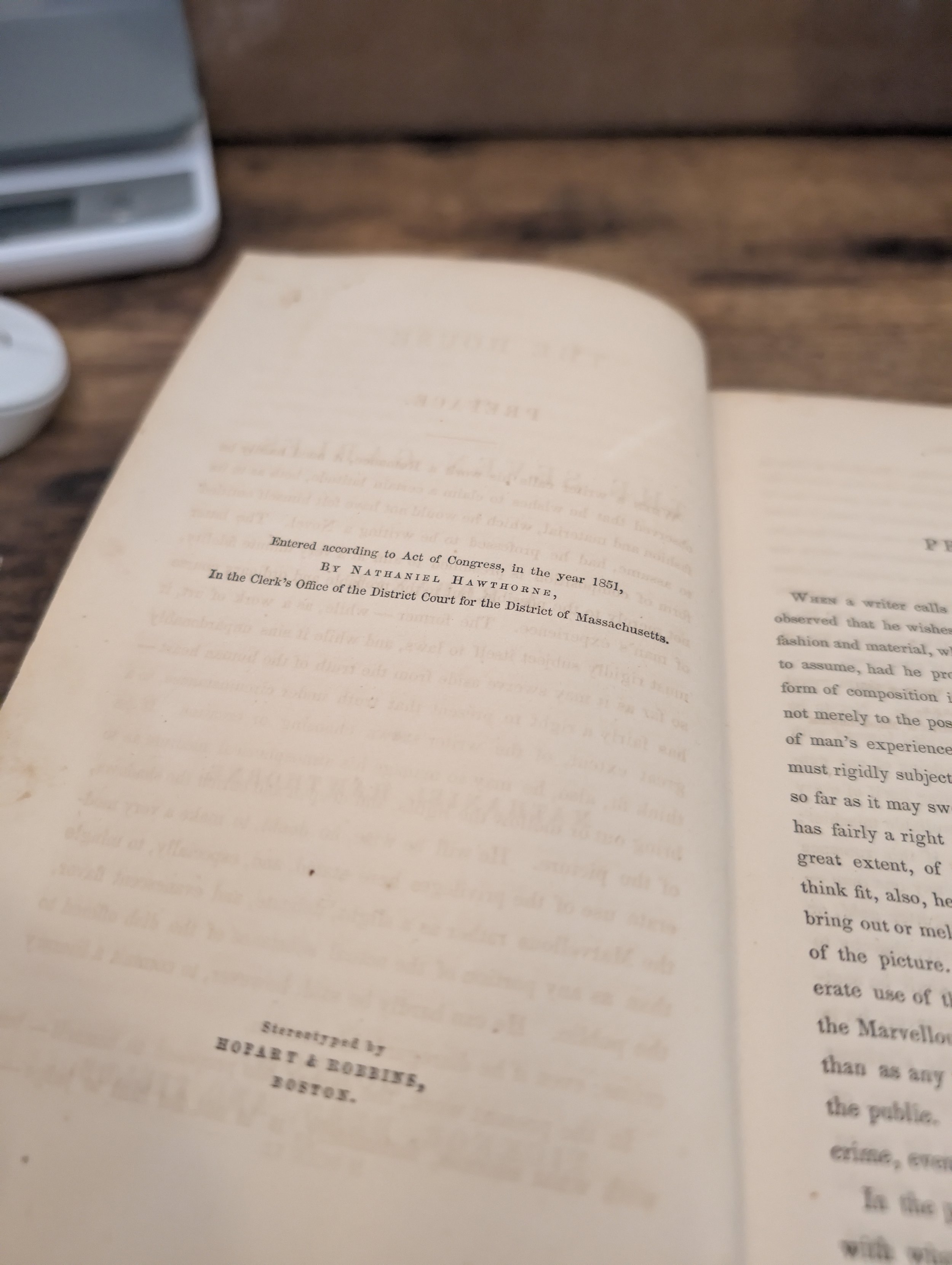 The House of the Seven Gables First Edition copyright page