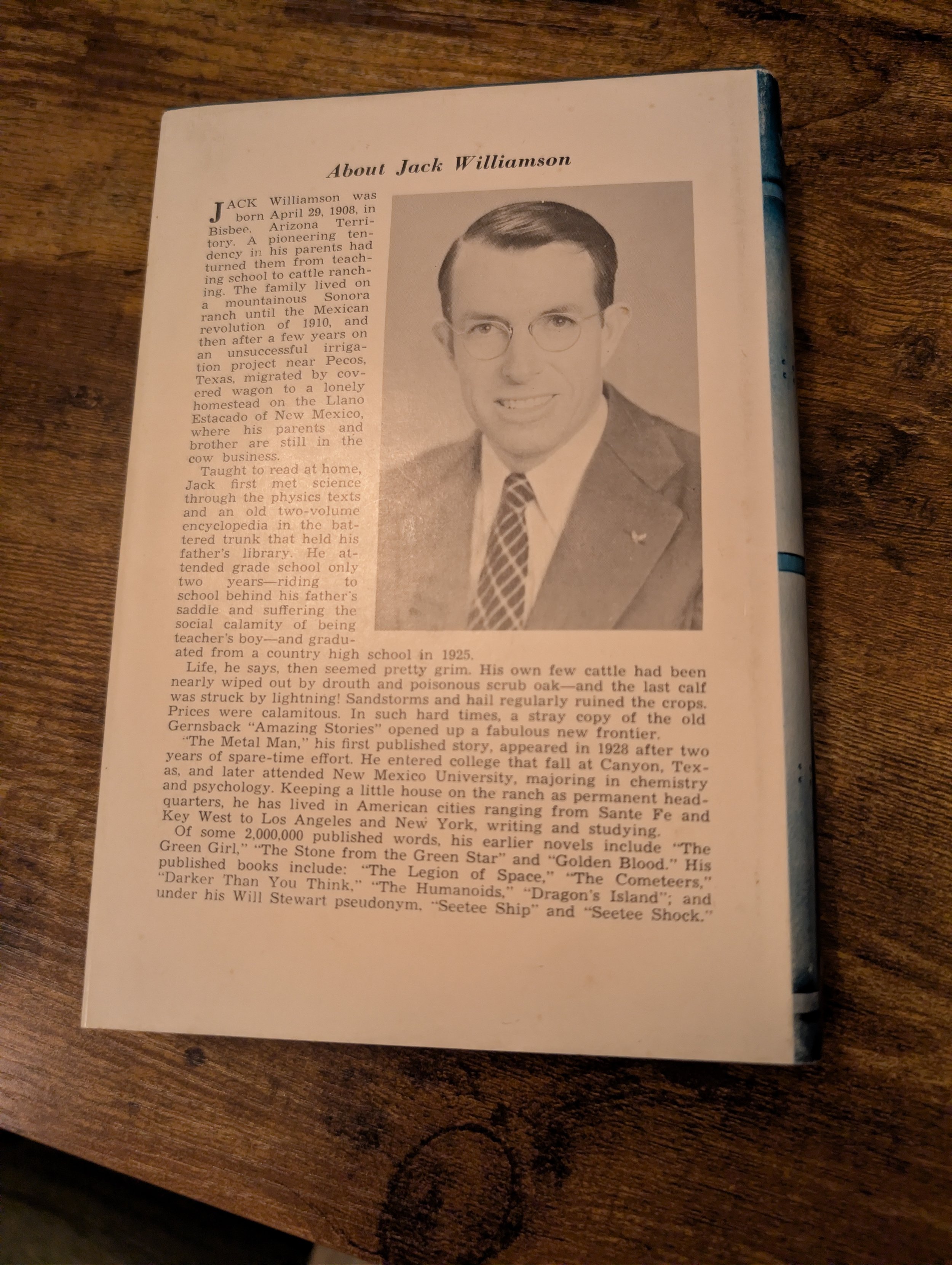 Jack Williamson - The Legion of time back dust jacket - first edition - 1952.jpg