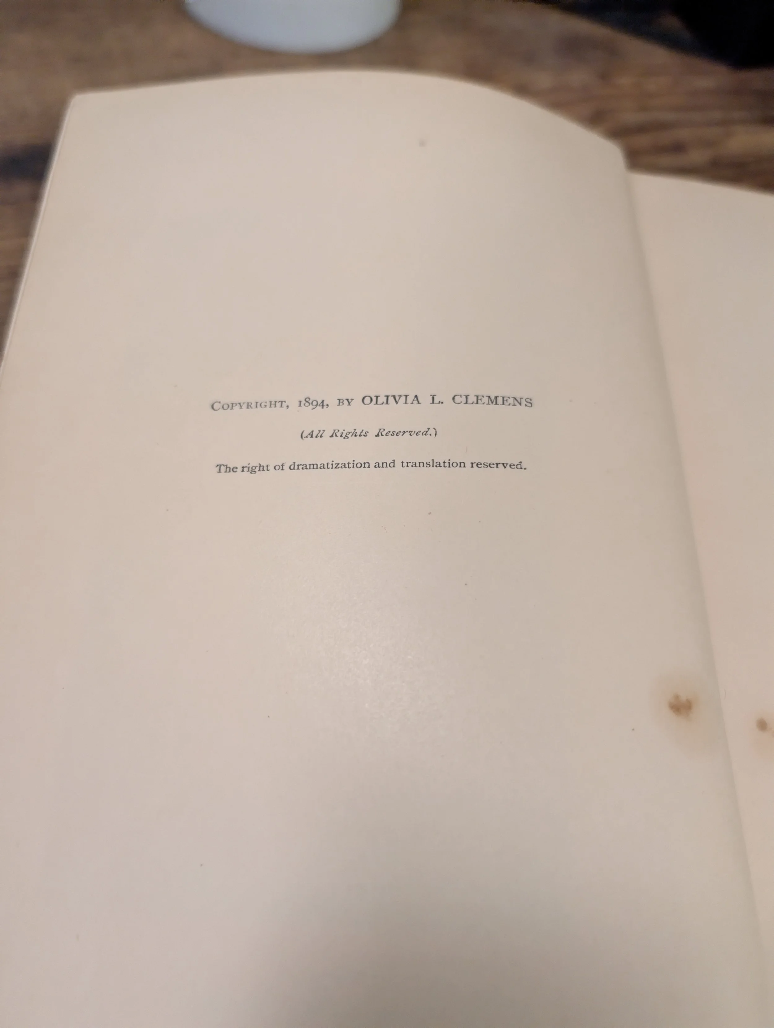 Puddn'Head Wilson first edition - inside binding