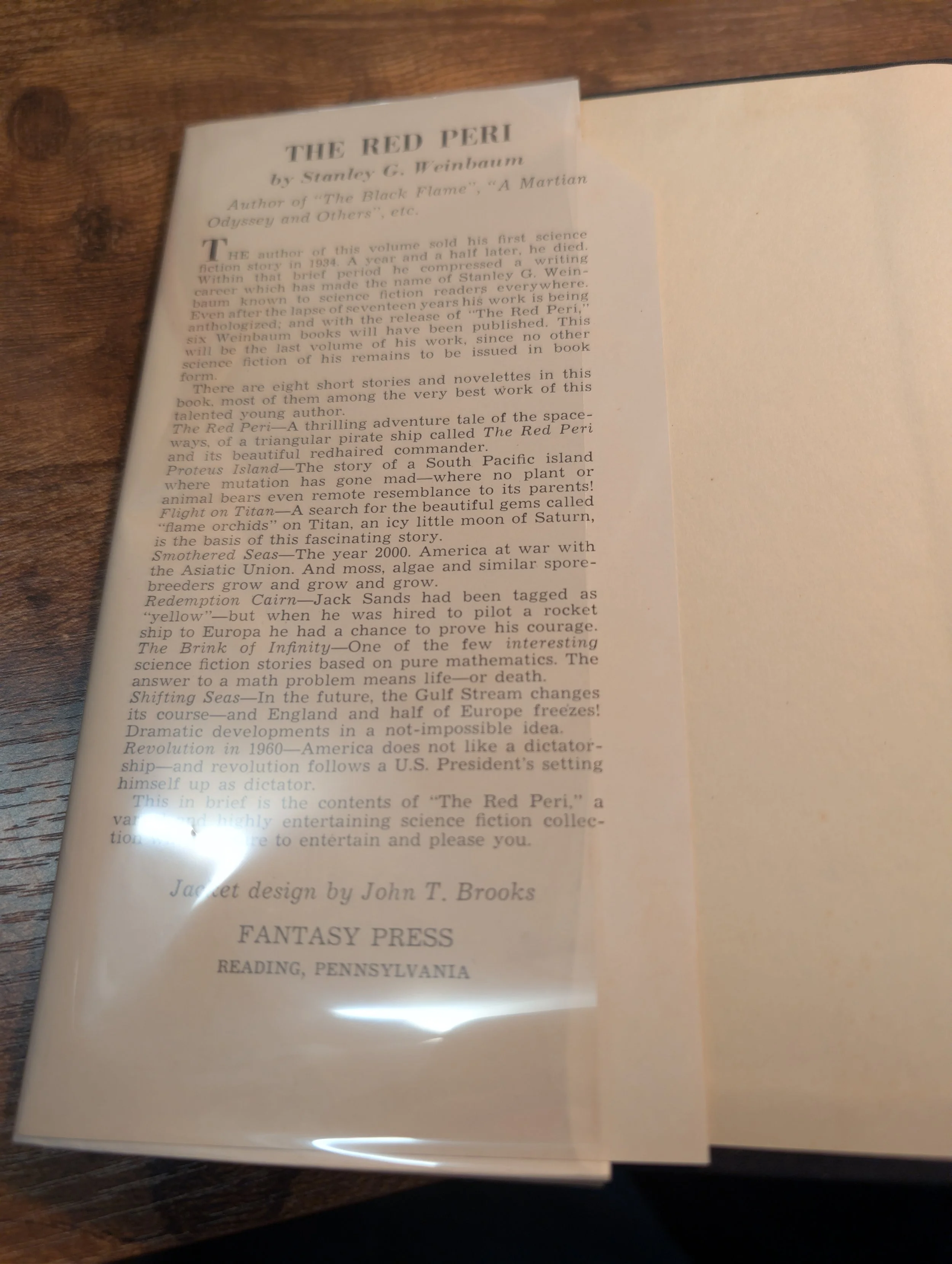 the red peri - stanley g. weinbaum - first edition - fantasy press - front flap.jpg