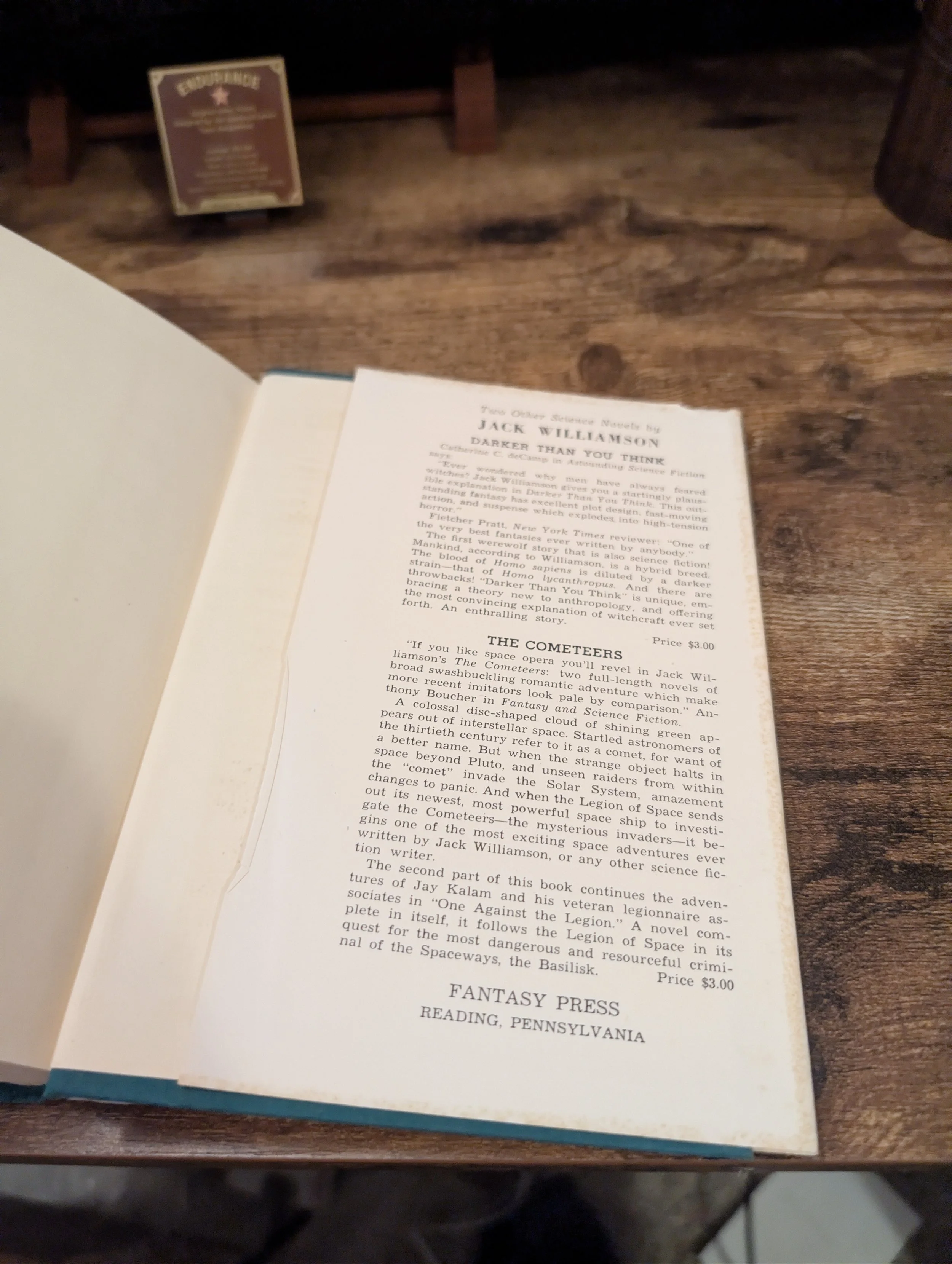 The Legion of Time -Jack Williamson - Fantasy Press first edition - back flap.jpg