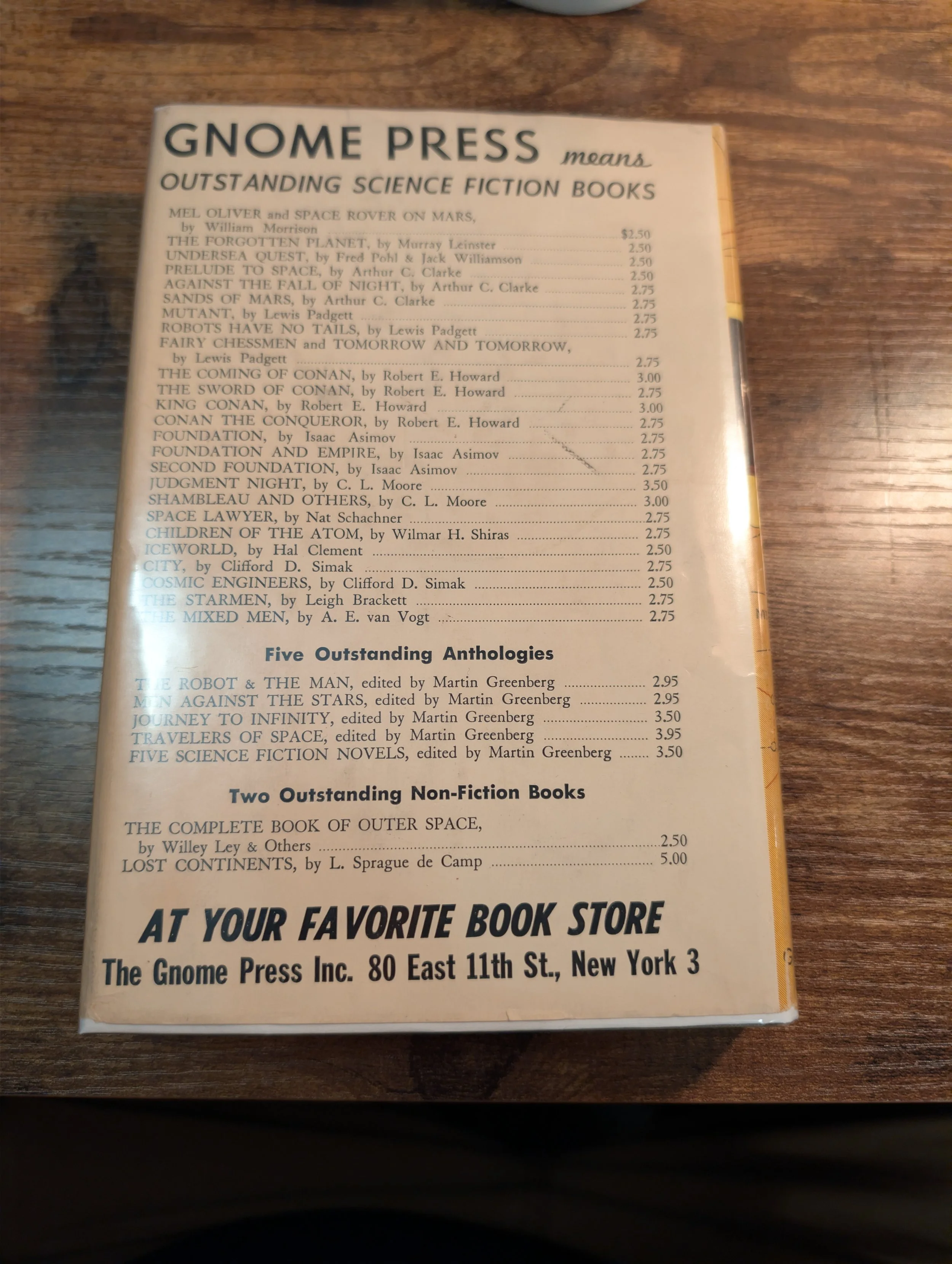 forgotten planet - murray leinster - first edition - gnome press - back panel.jpg