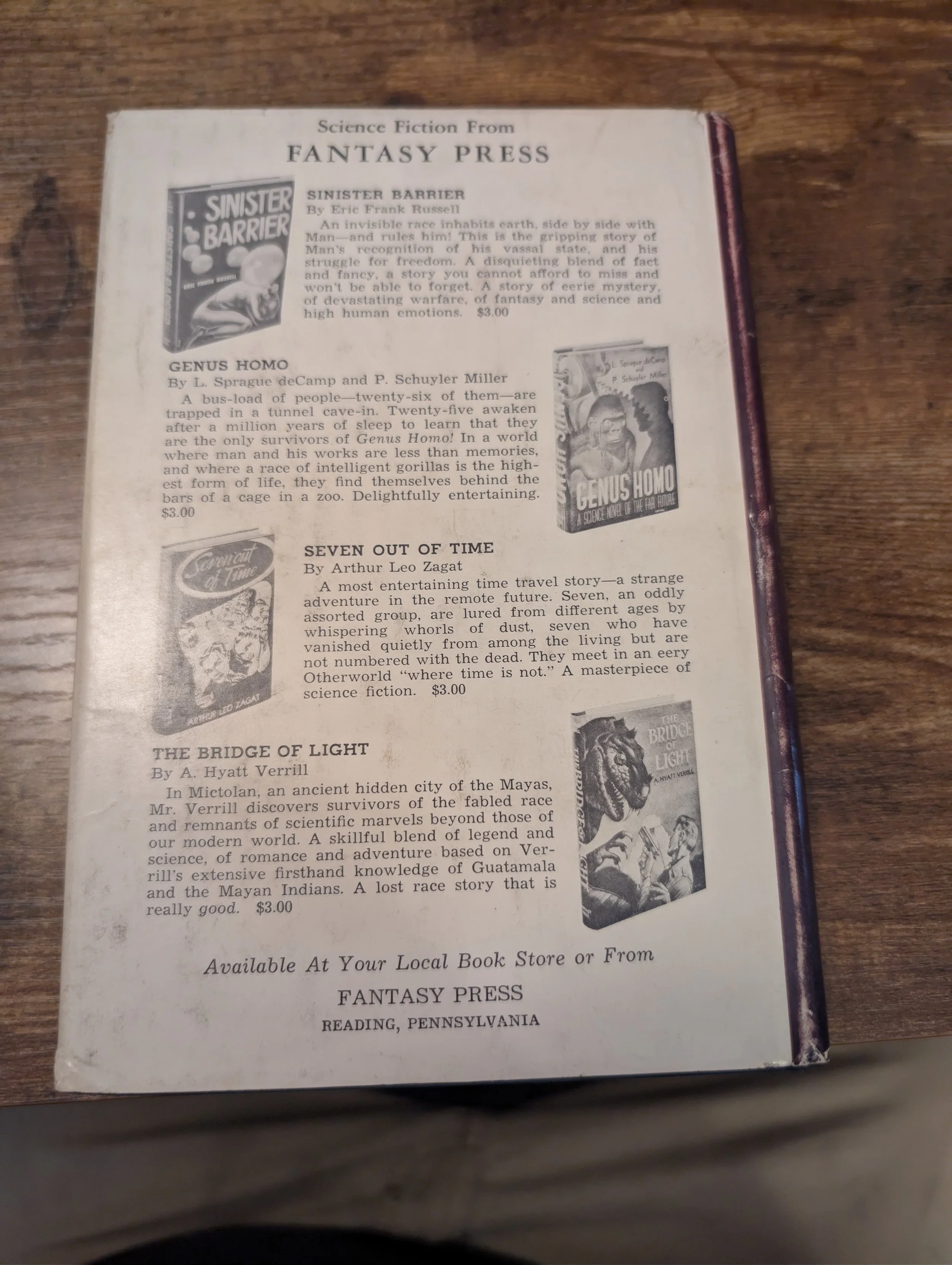 dreadful sanctuary - eric frank russell - first edition - fantasy press - ken johnson - back cover.jpg