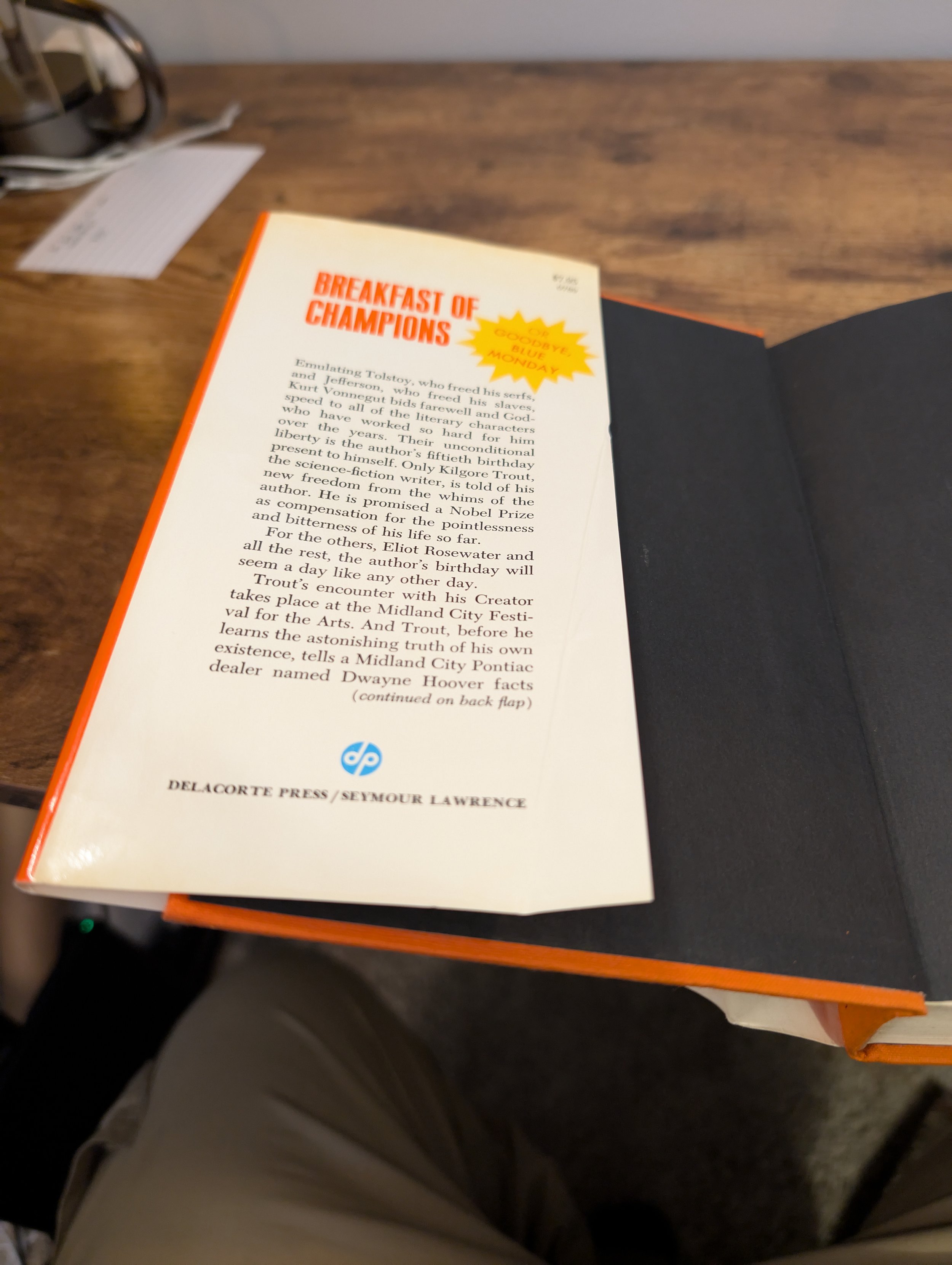 Breakfast of Champions dust jacket front flap