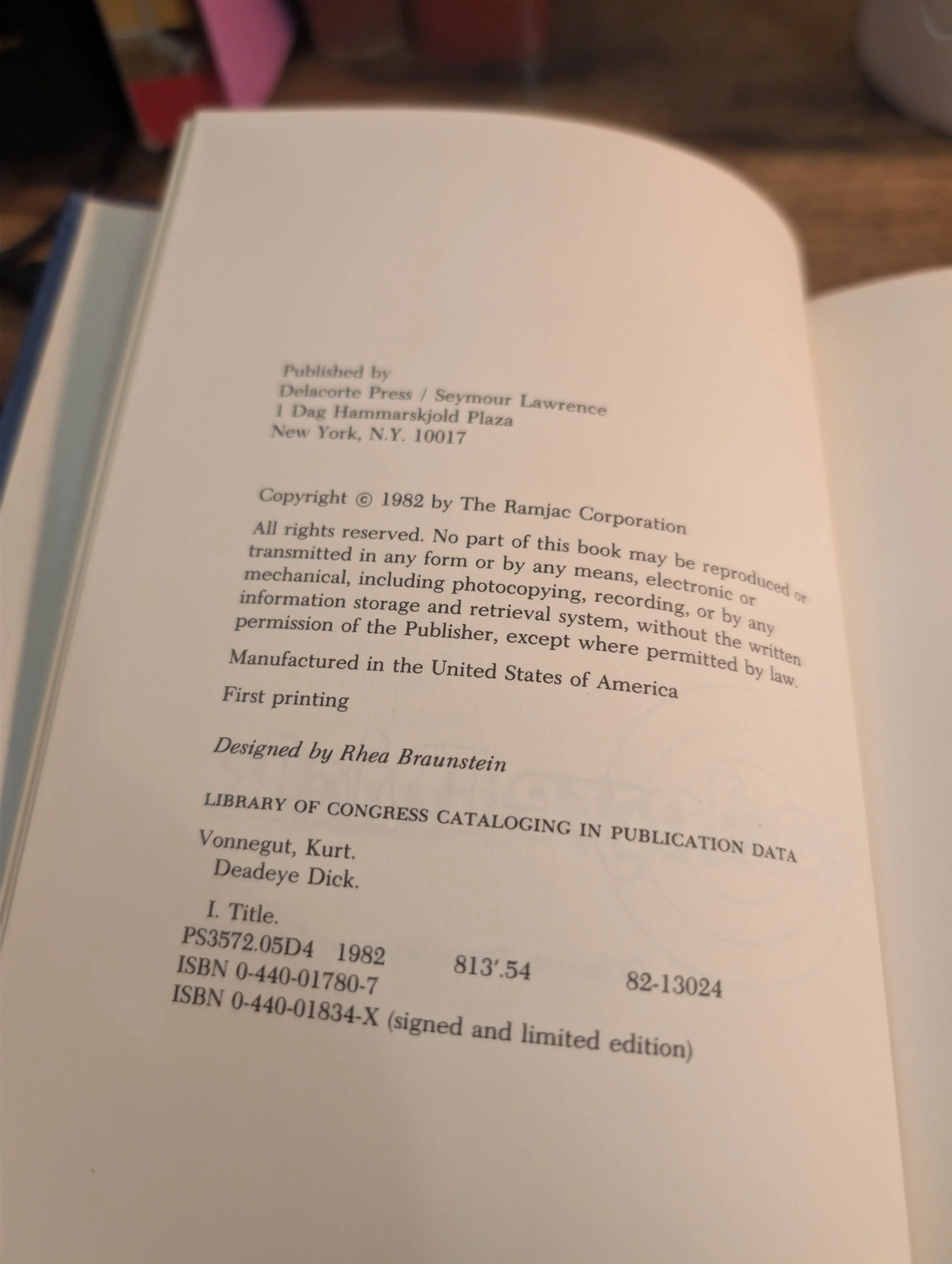 Deadeye Dick - Kurt Vonnegut - First Edition - copyright.jpg