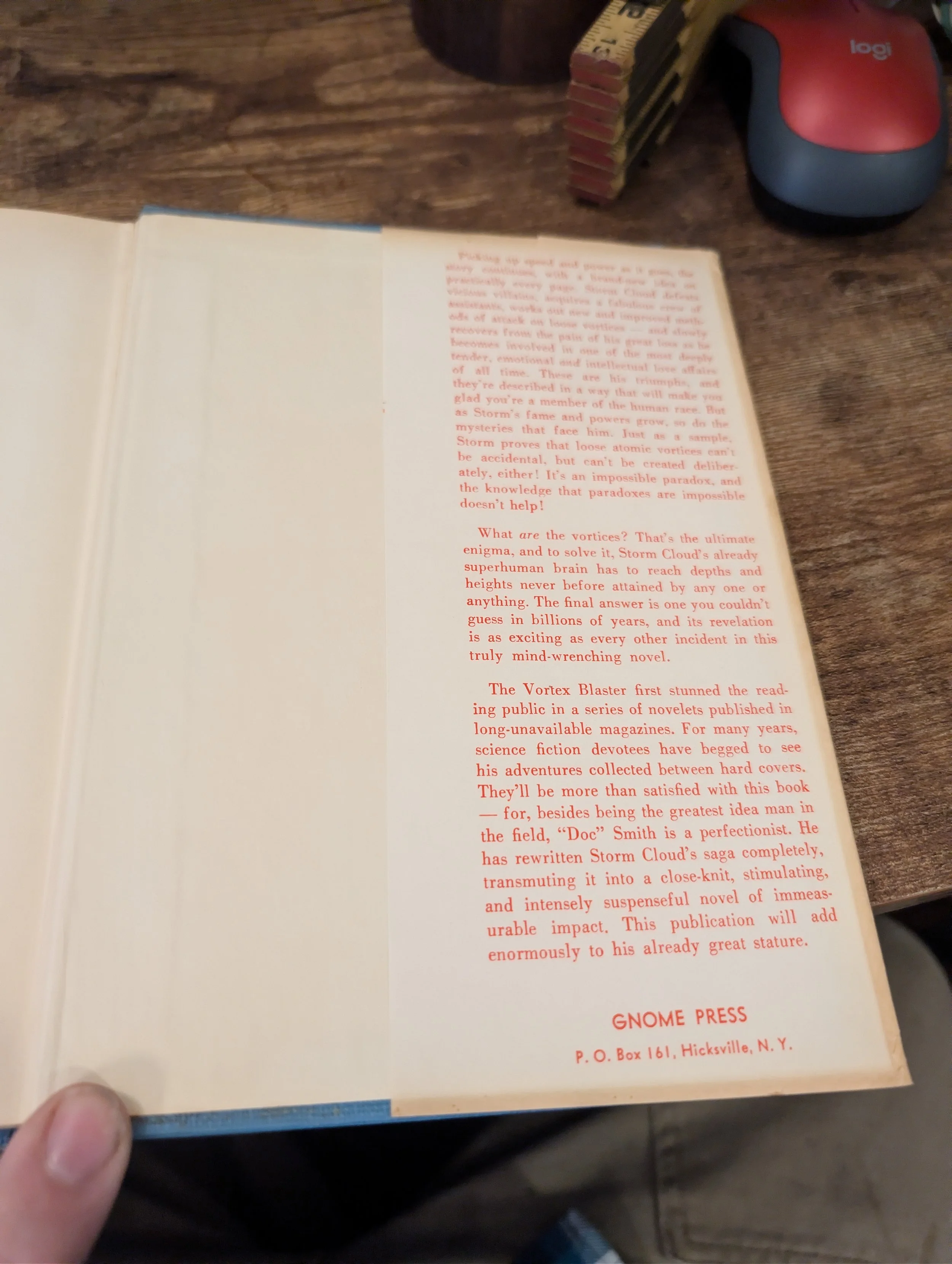 the vortex blaster - e.e. doc smith - first edition - back flap.jpg
