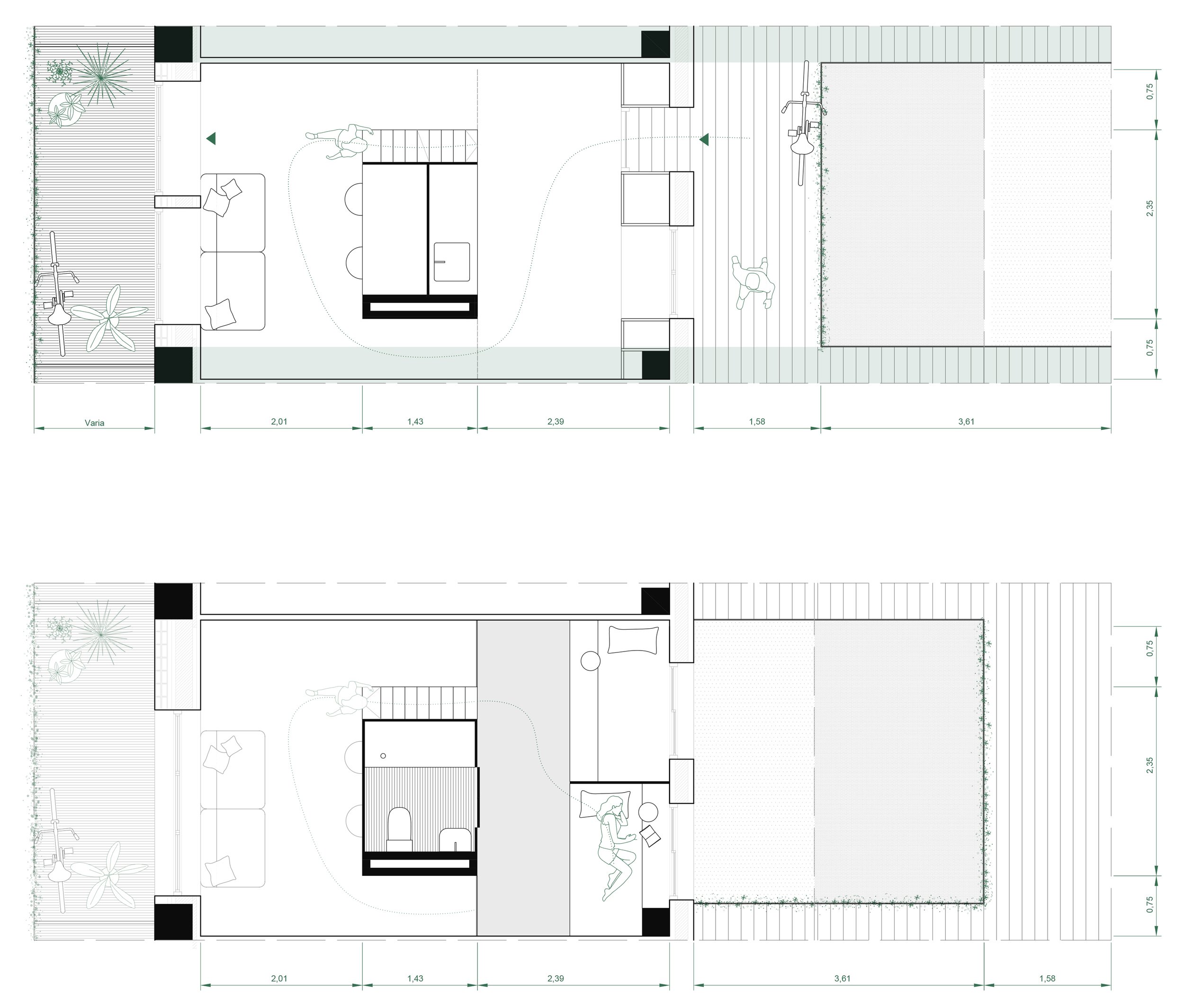 Duplex Typology – Two-Person Unit