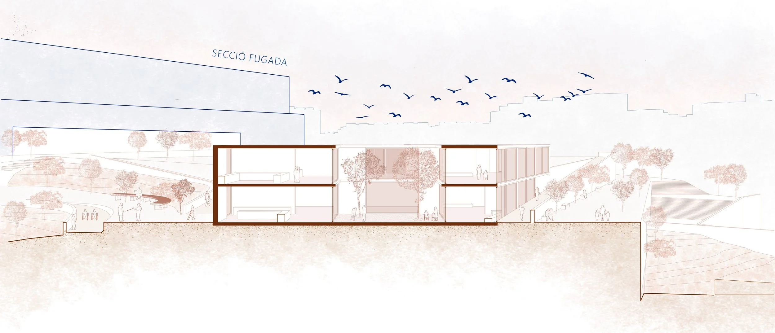 Section Through the Park and Palliative Care Center