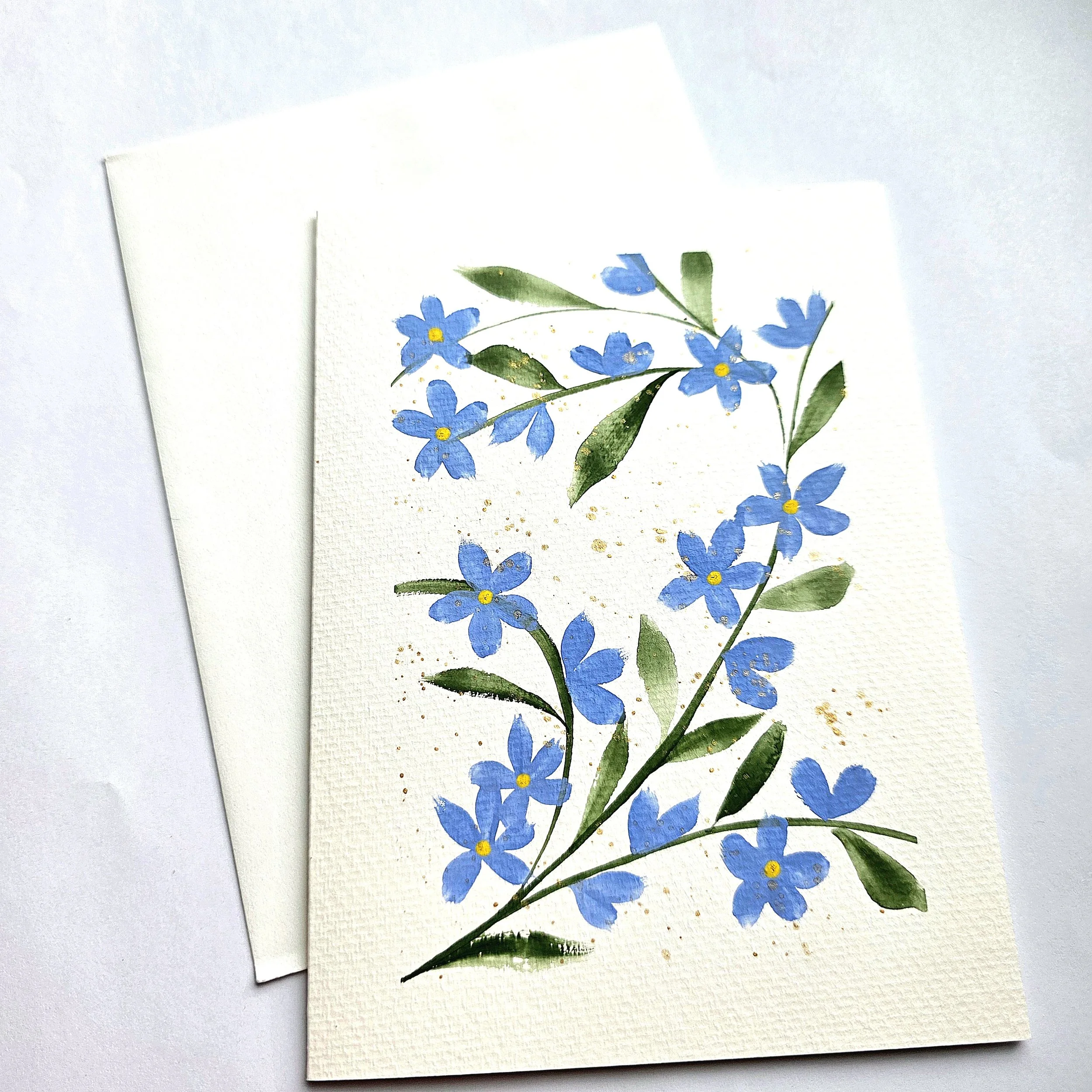 Original Hand-Painted Watercolor Forget-Me-Not Greeting Card
