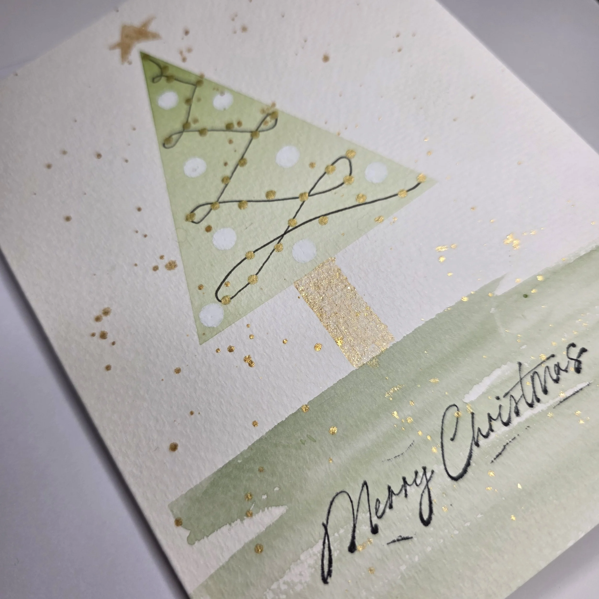 Original Christmas Tree Watercolor Greeting Card