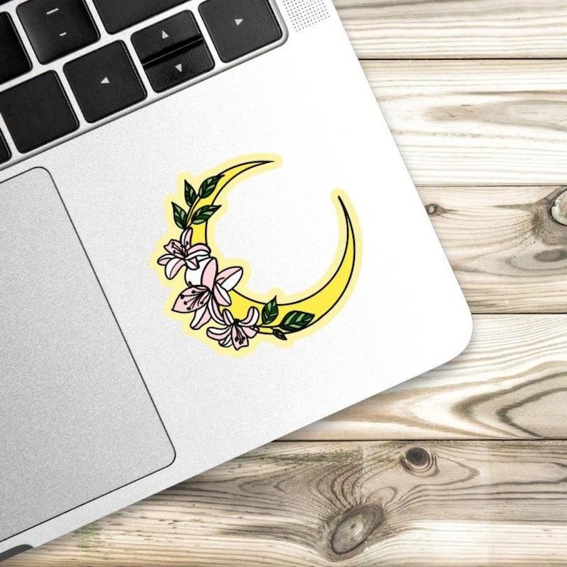 Yellow Crescent Moon Lilies Sticker