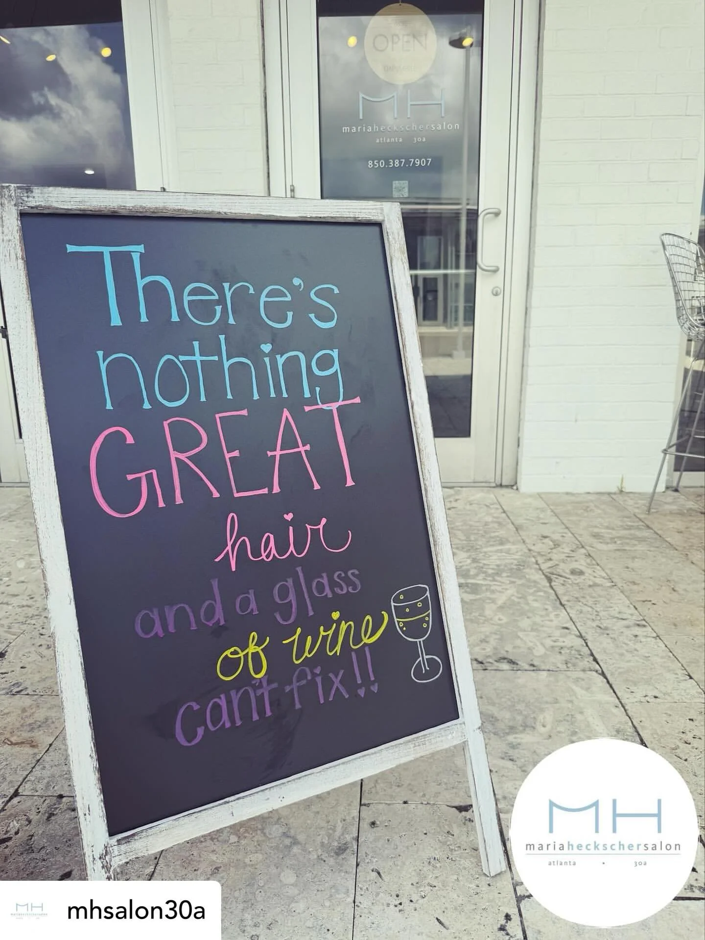 Posted @withregram &bull; @mhsalon30a ✨Bad day? Bad week? Trust us&mdash;there&rsquo;s nothing great hair and a glass of wine can&rsquo;t fix. 🍷✂️

We&rsquo;ve got openings today at MH Salon 30A&mdash;walk out feeling like a brand-new you. 💇🏼&zwj;