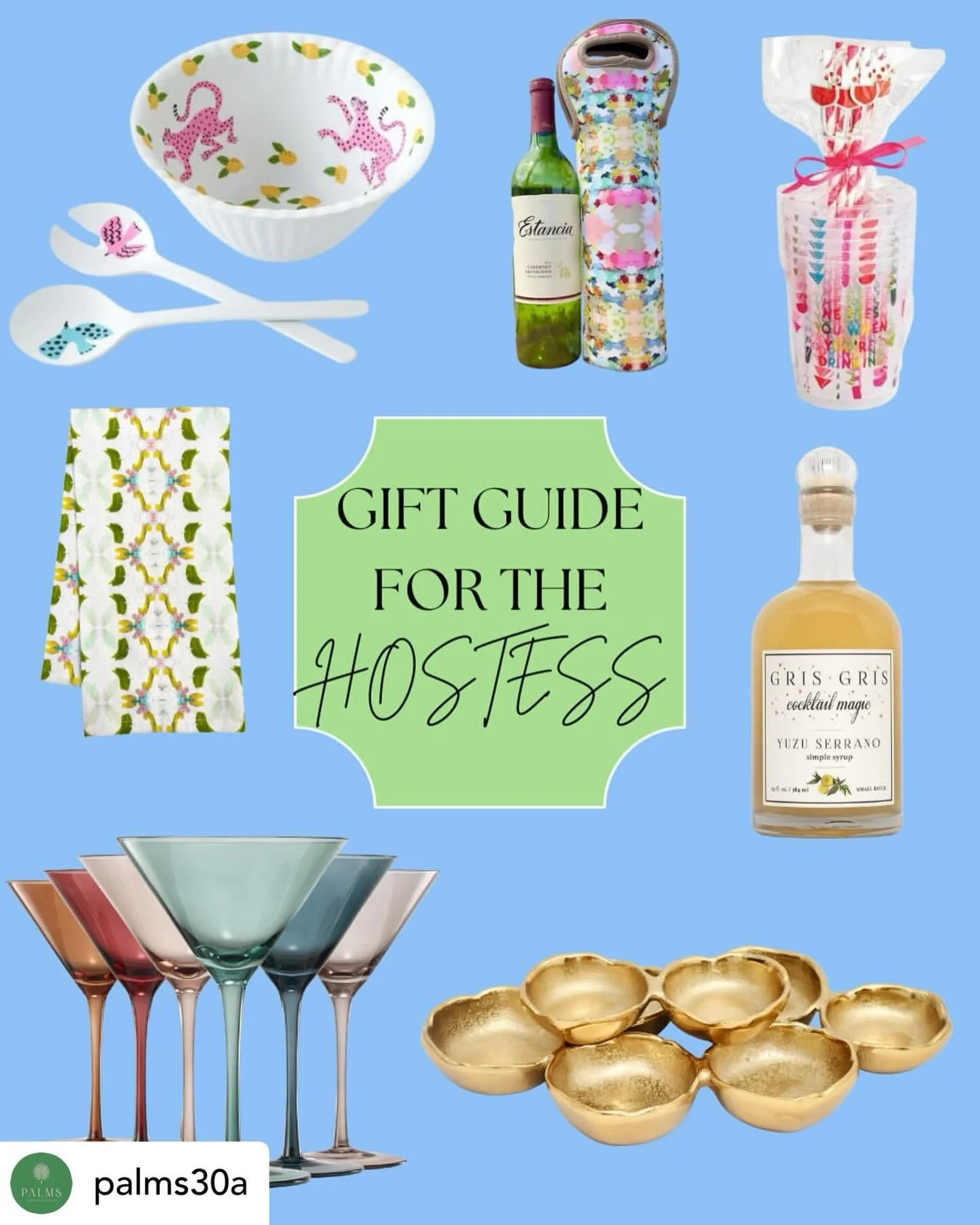 Get @reshare_app &bull; @palms30a Our Hostess Friends gift guide!! Shop all the products in store, online, or linked on this post!! #30a #palms30a #hostessgift #christmas