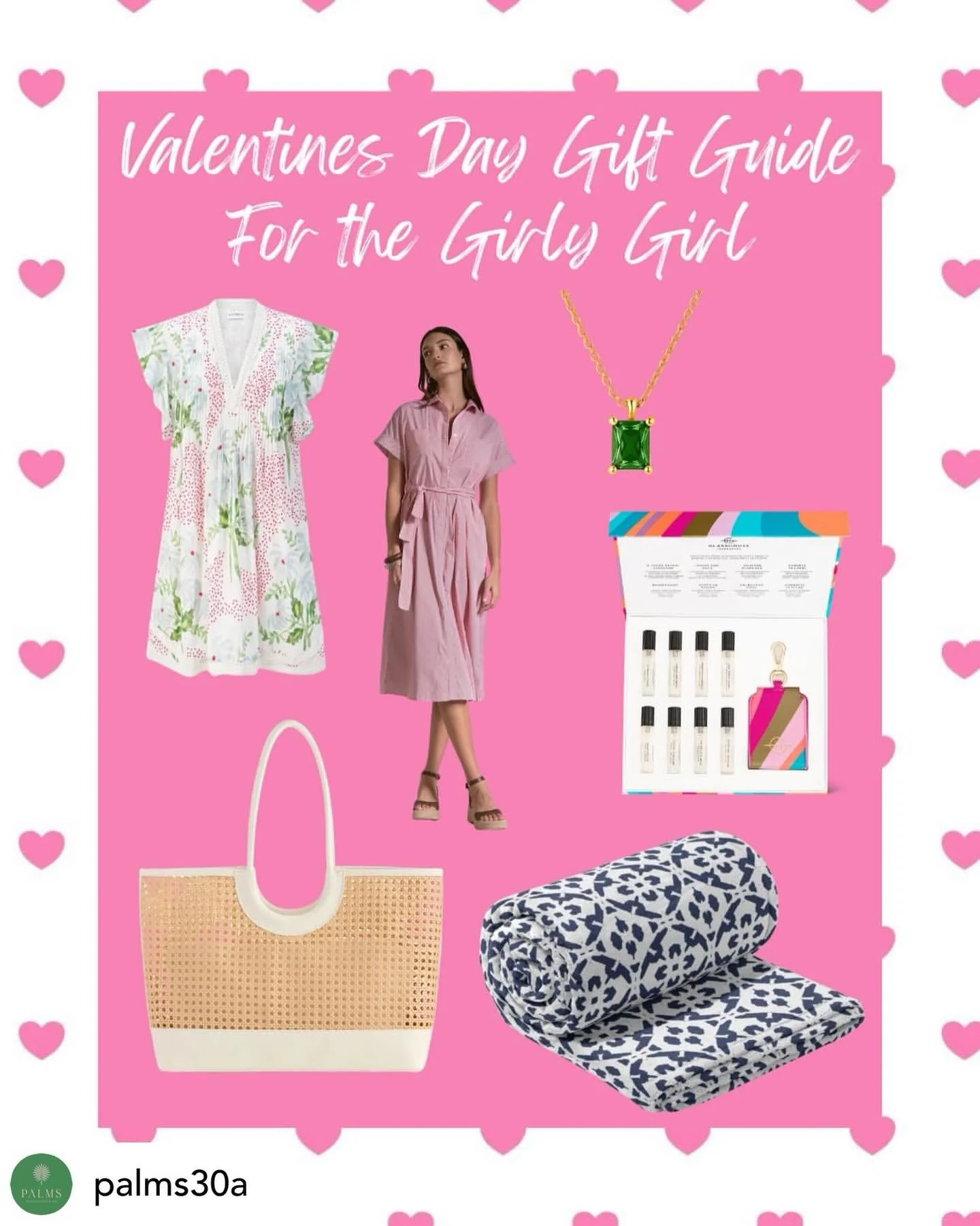 Get @reshare_app &bull; @palms30a Day 2 of the Valentines Day Series ! For the girly girl! Because you can&rsquo;t ever have too many dresses, fragrances, or jewelry! Shop in store or online today and Palms30a.com