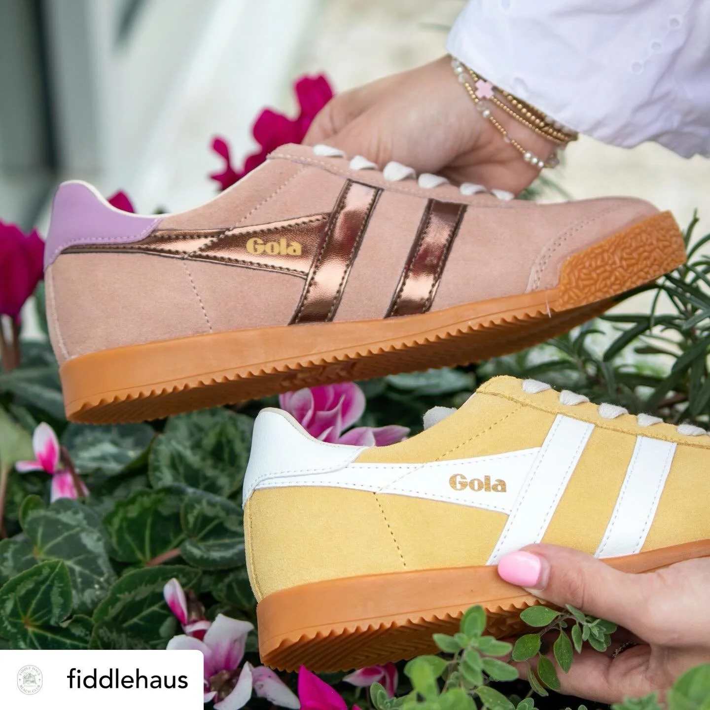 Get @reshare_app &bull; @fiddlehaus Spring steps just got cuter 💛🌸 Our new Gola sneakers are here in the perfect spring shades (hello sunshine yellow and blush tones), and they&rsquo;re made for everyday errands, weekend plans, and everything in be