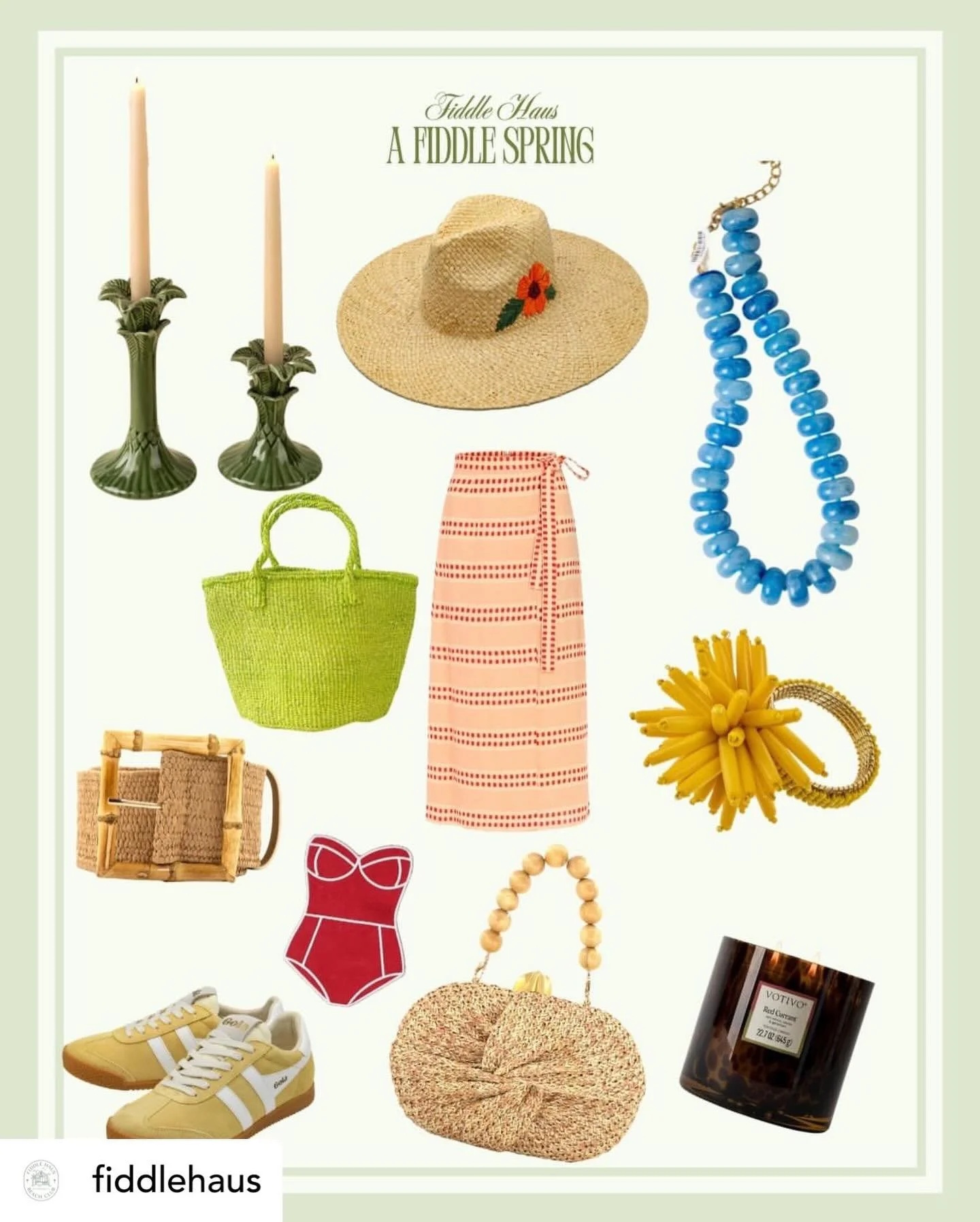Get @reshare_app &bull; @fiddlehaus A Fiddle Spring 🍋&zwj;🟩

Bright colors, woven textures, statement jewelry, and sunny-day staples we&rsquo;re loving this season. From fresh accessories to little home pieces that bring the season inside, these ar