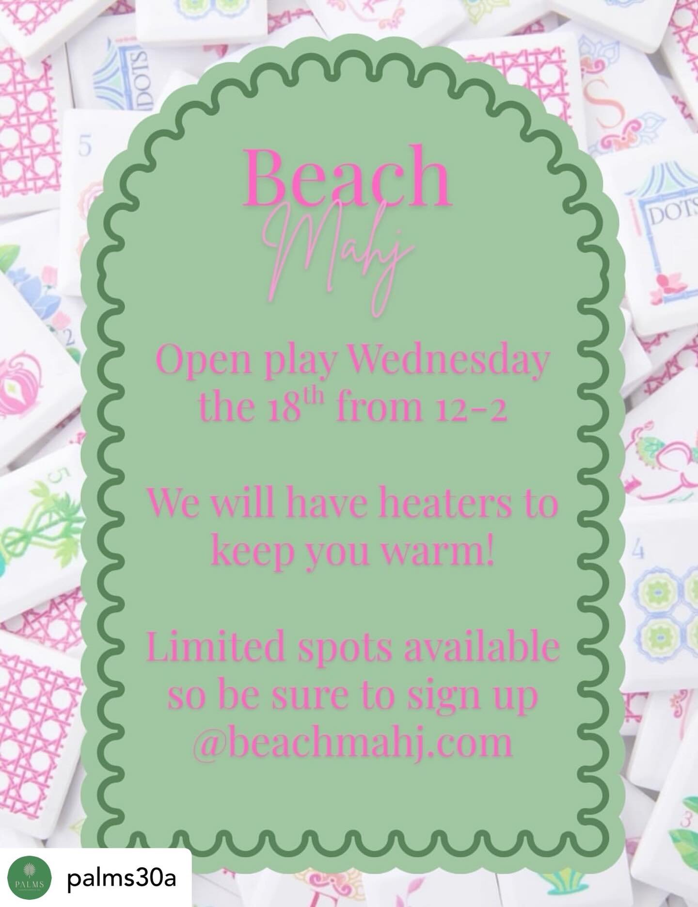 Get @reshare_app &bull; @palms30a Be sure to join us tomorrow on the patio! Limited spots available! 🐒💗✨