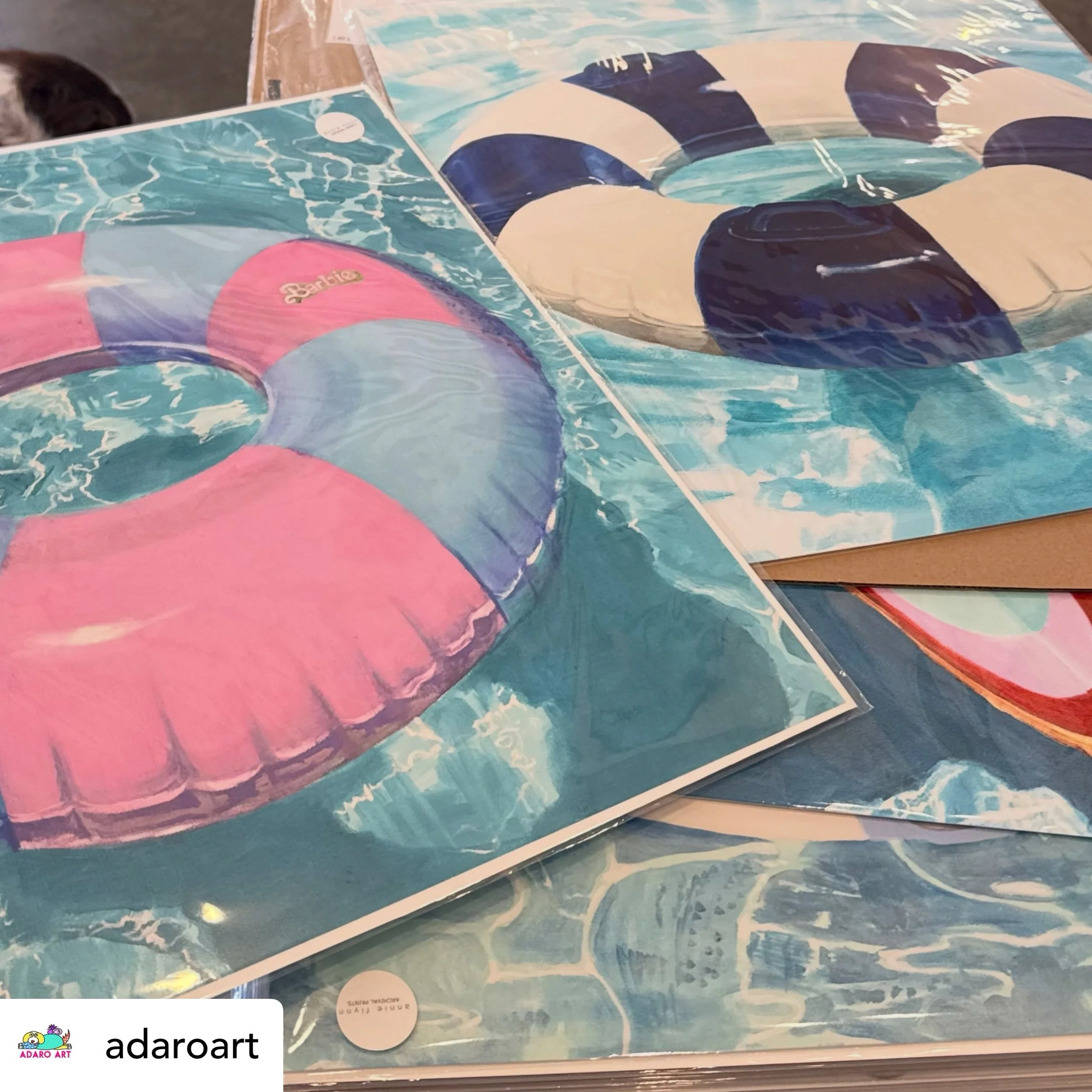 Get @reshare_app &bull; @adaroart Unboxing new Annie Flynn originals AND prints! 
We will now be carrying limited edition prints on paper. Each addition is of 100. LEs include variations of His &amp; Her suits, sunnies, and floats! Stop by the galler