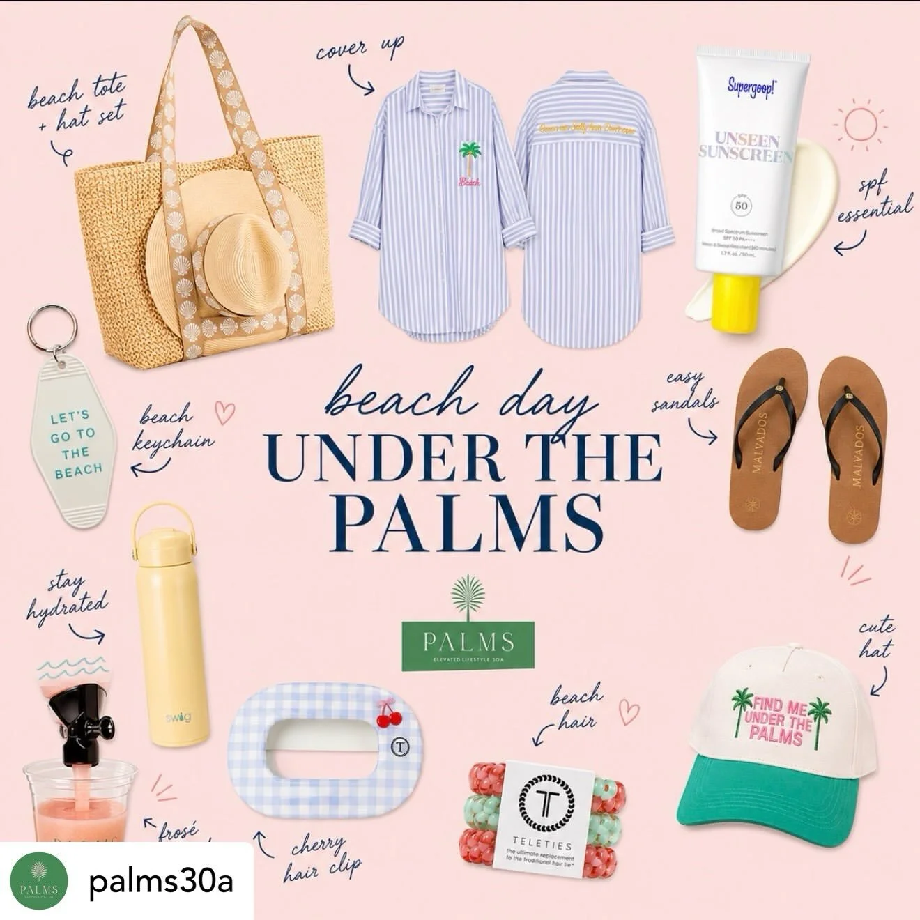 Get @reshare_app &bull; @palms30a Your beach bag called it wants a little Palms. 🩵