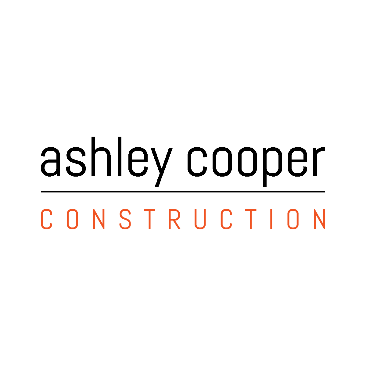 Word branding logo for Ashley Cooper construction, high end residential and commercial builder 