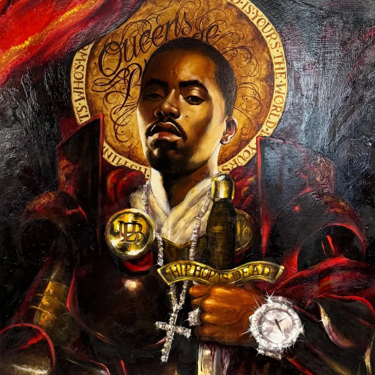 Nas by Henry Lewis Original Oil on Panel Framed 23x39"
