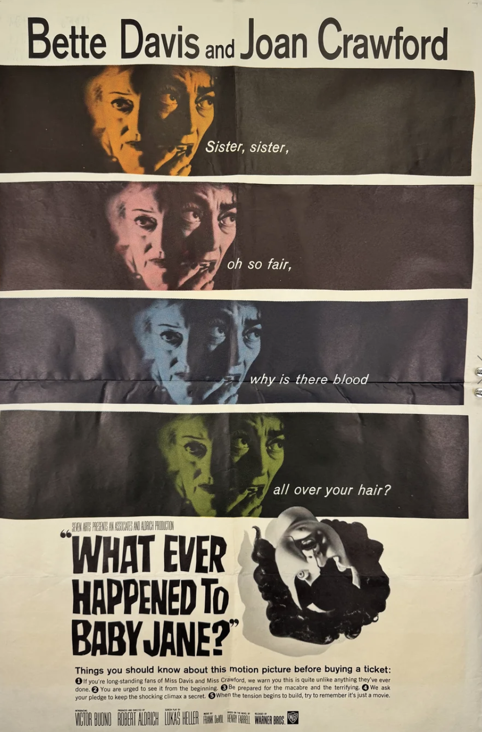 SOLD - What Ever Happened to Baby Jane 1962 Original US One Sheet Movie Poster