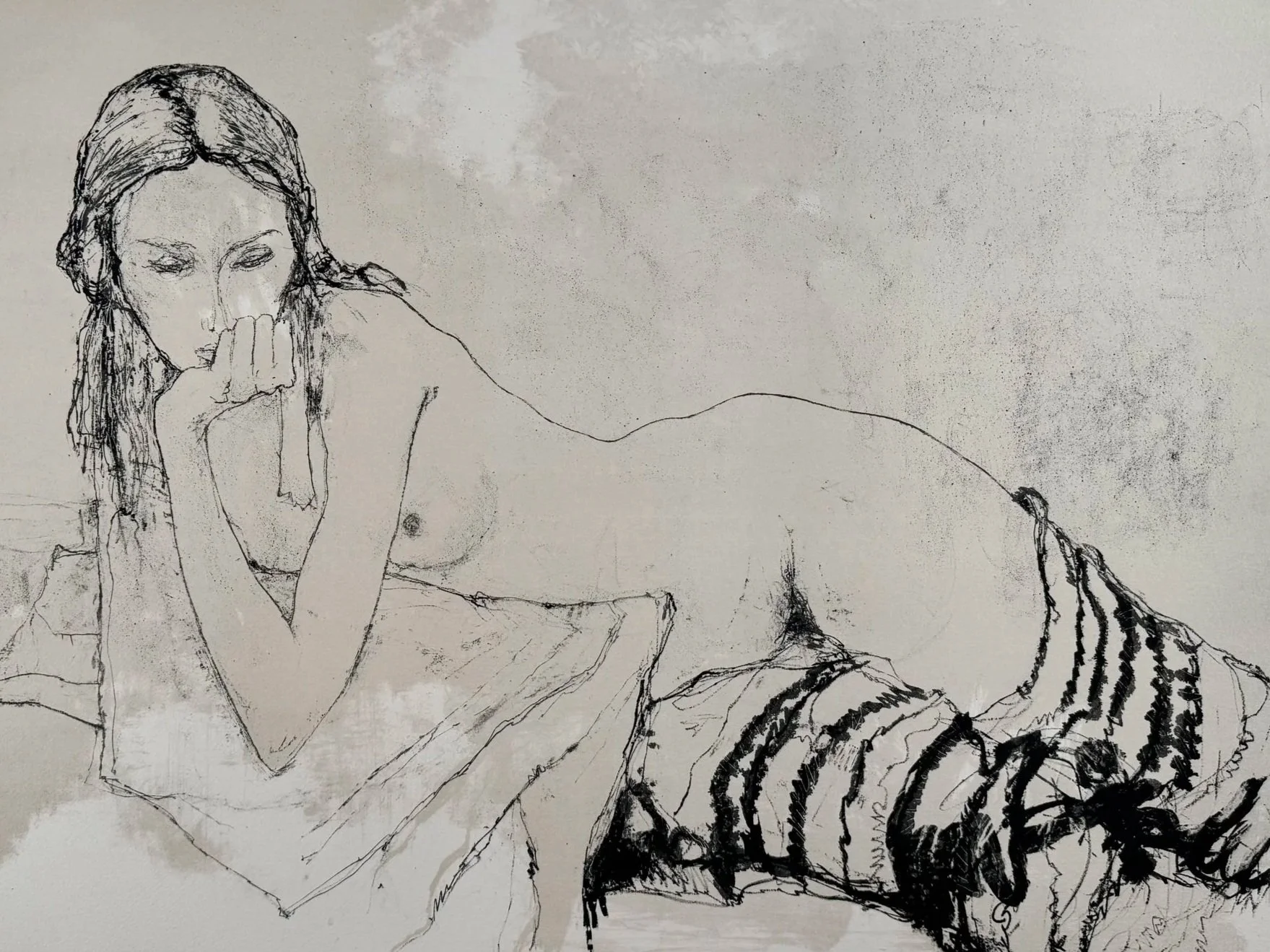 Reclining Nude by Jean Jansen 1976 Vintage Lithograph