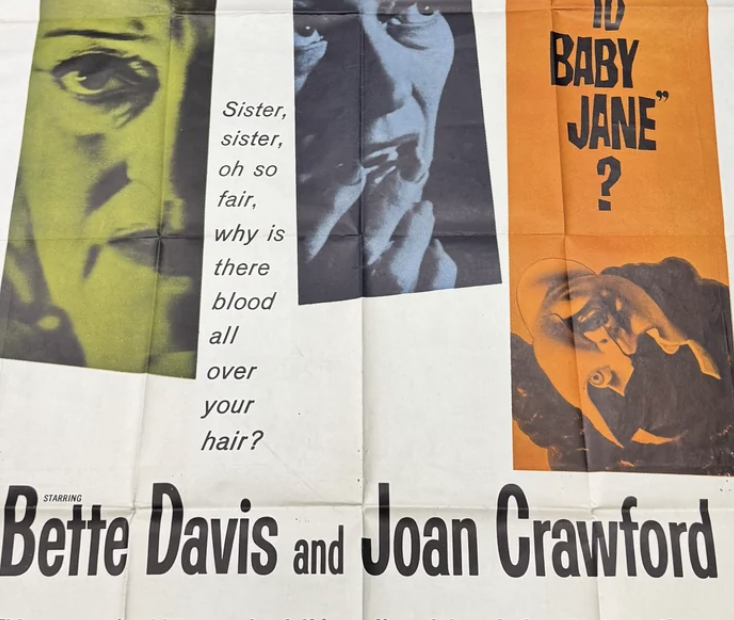 What Ever Happened to Baby Jane Original 1962 Folded Three Sheet Movie Poster 41x81