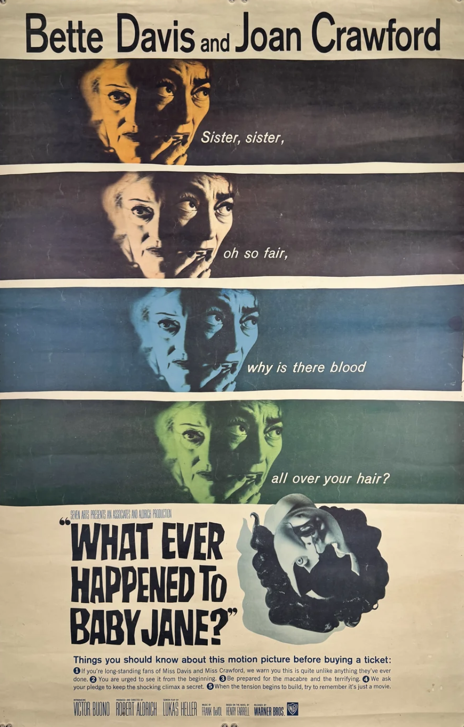 1962 What Ever Happened to Baby Jane US 40x60 Movie Poster