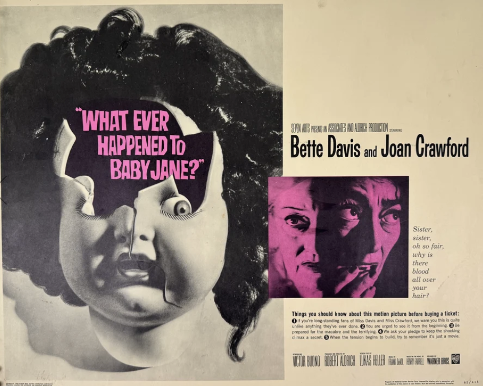 SOLD - What Ever Happened to Baby Jane 1962 Original Half Sheet