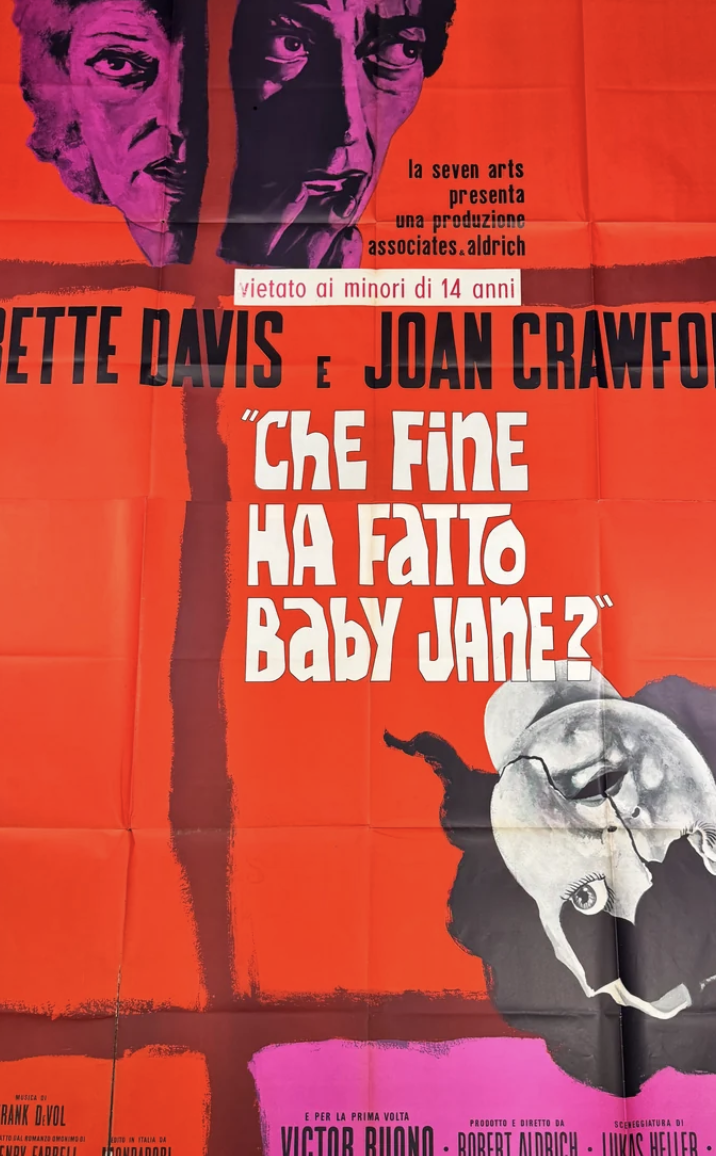 SOLD - 1962 What Ever Happened to Baby Jane Italian 2-Foglio Movie Poster