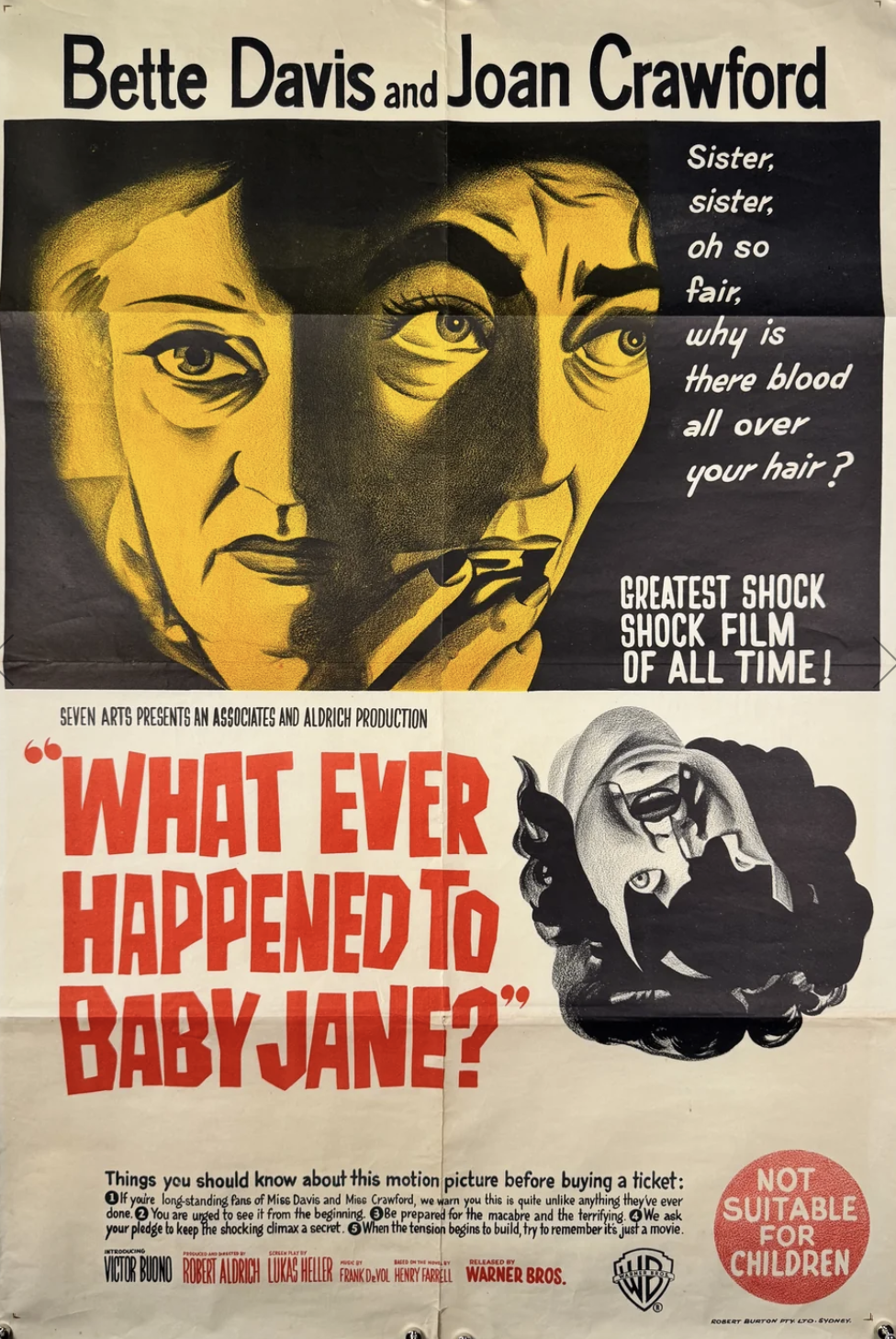 SOLD - What Ever Happened to Baby Jane 1963 Original Australian One Sheet Movie Poster