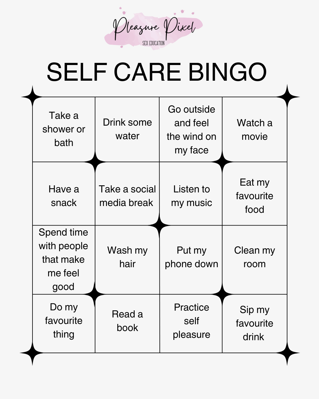 Self Care Bingo