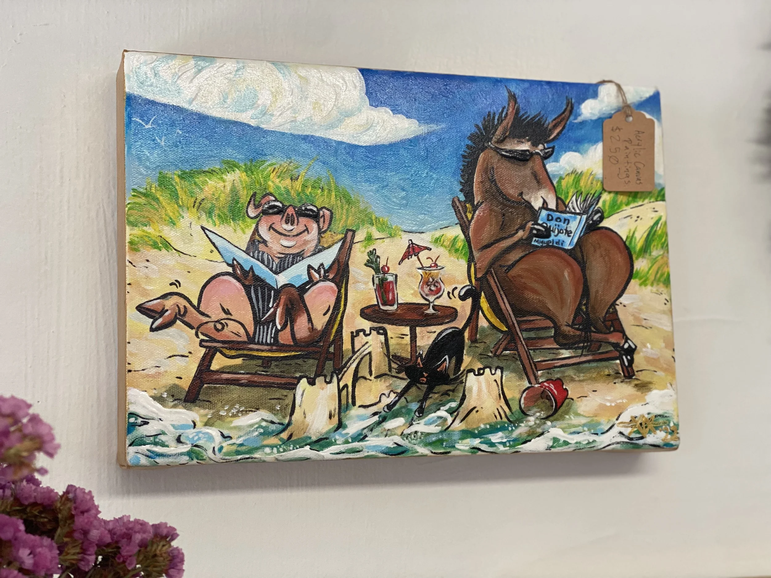 Acrylic painting of comic characters. Jacksonville, OR USA 2022