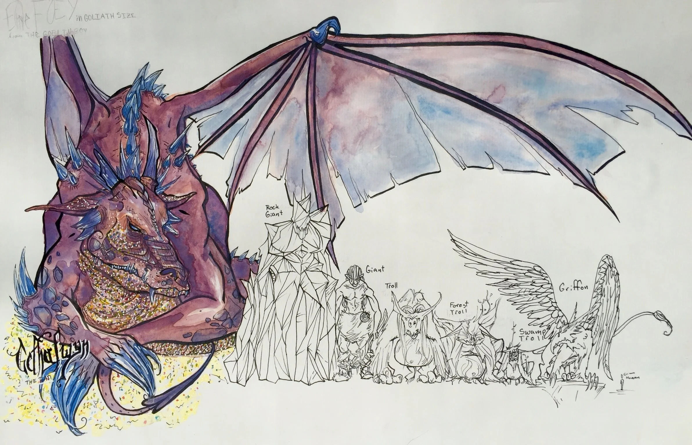 Watercolor and Micron waterproof pen. Enjoying the versatility of watercolor and the playfulness it adds to my comic illustrations. Carnation, WA USA 2017