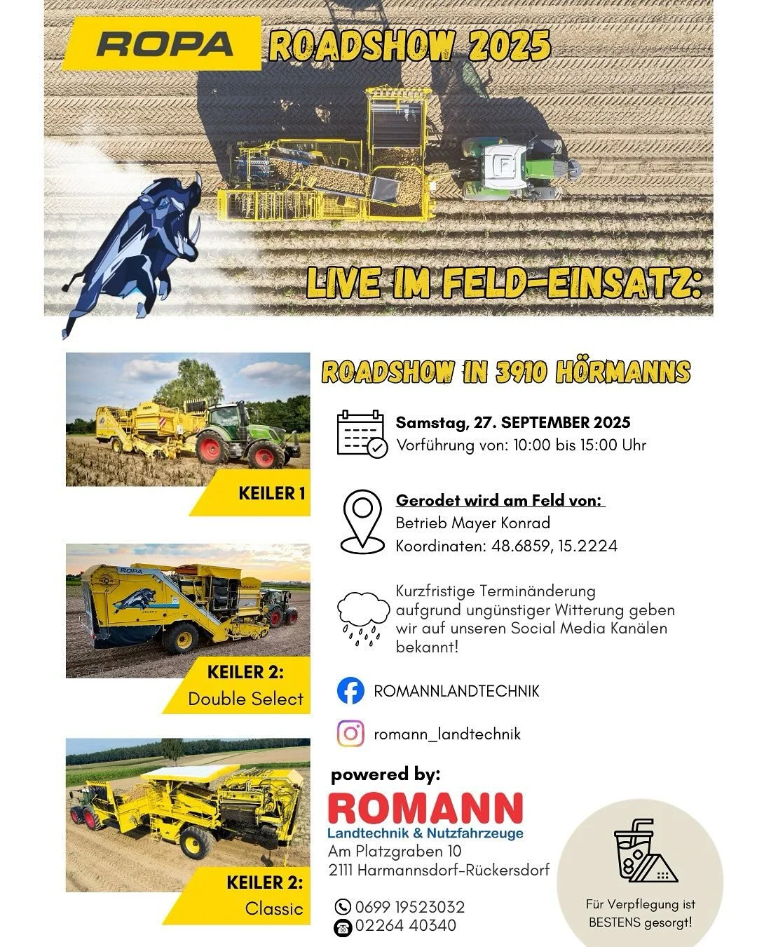 Wir starten diese Woche in unseren ersten Teil der @ropamaschinenbau Roadshow durch &Ouml;sterreich.🐗🇦🇹
In den n&auml;chsten Tagen kommen noch die Termine f&uuml;r die weiteren Regionen😁