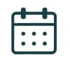 Icon of a calendar with seven dots indicating days or events.